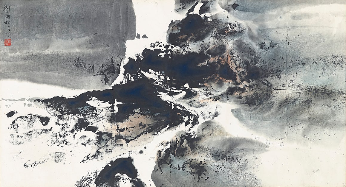 Unexpected Concourse 意外的聚流 1968 Ink and color on paper 48 × 88.5 cm