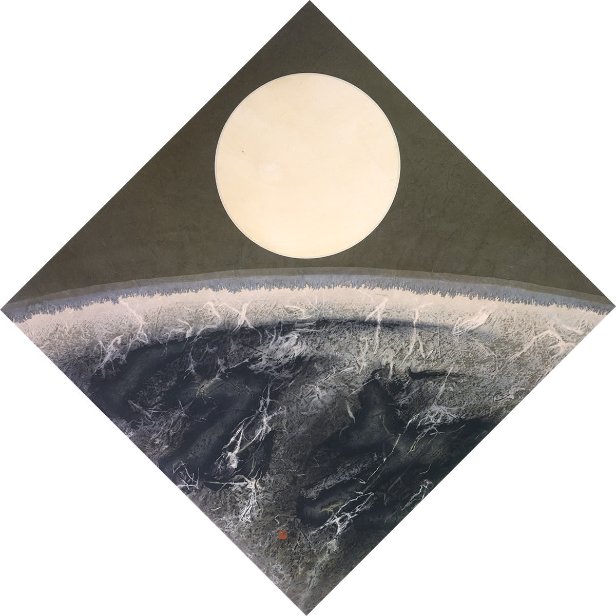 Moon's Metamorphosis No. 8 月之蛻變之八 1969–1973 Ink and color with collage on paper 128 × 128 cm The Take A Step Back Collection, Hong Kong