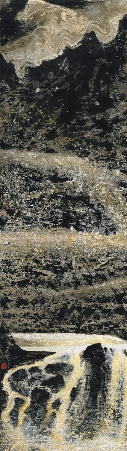 Roof of the World No.2 世界屋脊之二 1987 Ink and color on paper 151 × 46 cm