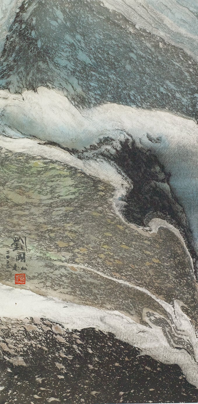 Glacier 冰河 2002 Ink and color on paper 39.5 × 19.5 cm