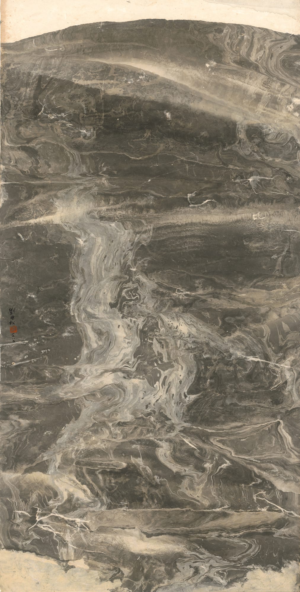 The Water of the Yellow River Flowing from Heaven..Surfeiting 黃河之水天上來..氾濫 1980 Ink and color on paper 153 × 77.8 cm National Gallery Singapore, Singapore – In Overturn the Centre, 154