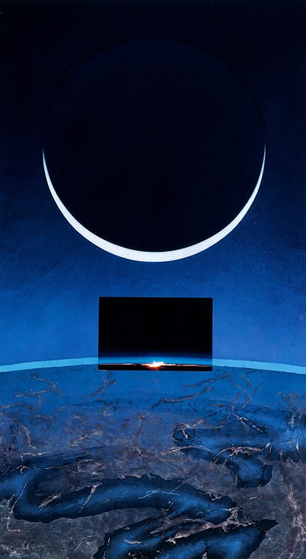 Day Break 破曉 2005 Ink and color with collage on paper 110.5 × 57.5 cm Los Angeles County Museum of Art, Los Angeles – In Overturn the Centre, 138