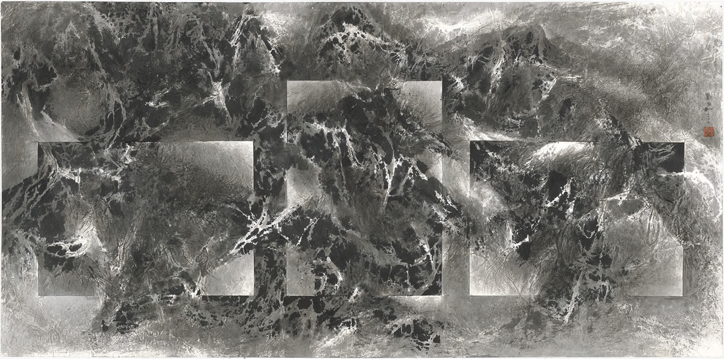Landscape Reflected in Empty Mirrors 空鏡映山水 2023 Ink and color on paper 91 × 184.5 cm – In Overturn the Centre, 276
