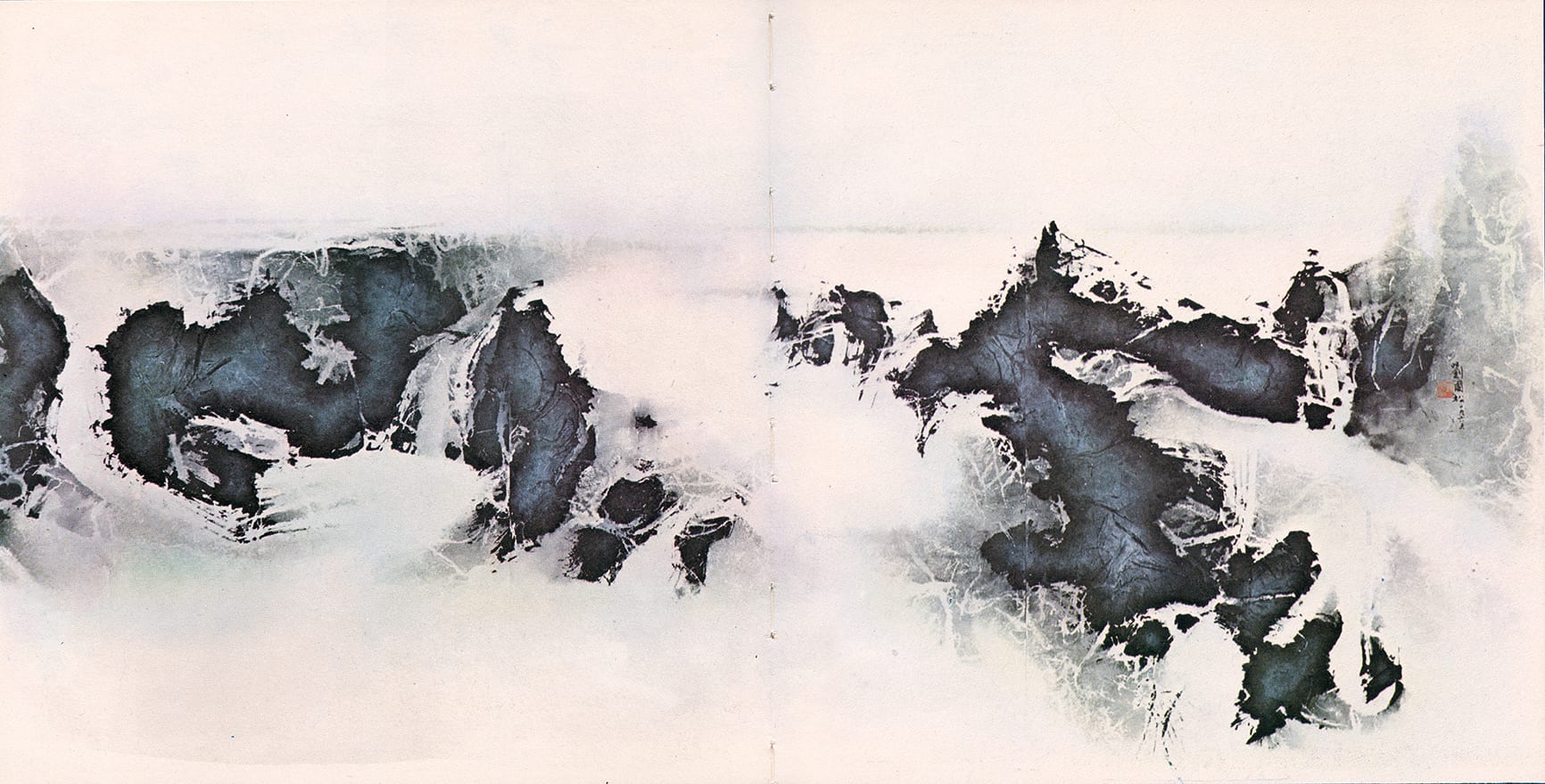Frosty Hills Afar 寒山平遠 1965 Ink and color on paper 86.4 × 167.6 cm – Lost