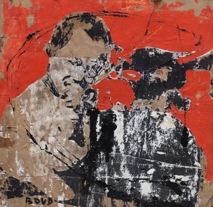 Armand Boua, Les Shèguès de Djamtala 1, 2017, 91 × 102cm / 35 7/8 × 40 1/8in, Acrylic and collage on carton