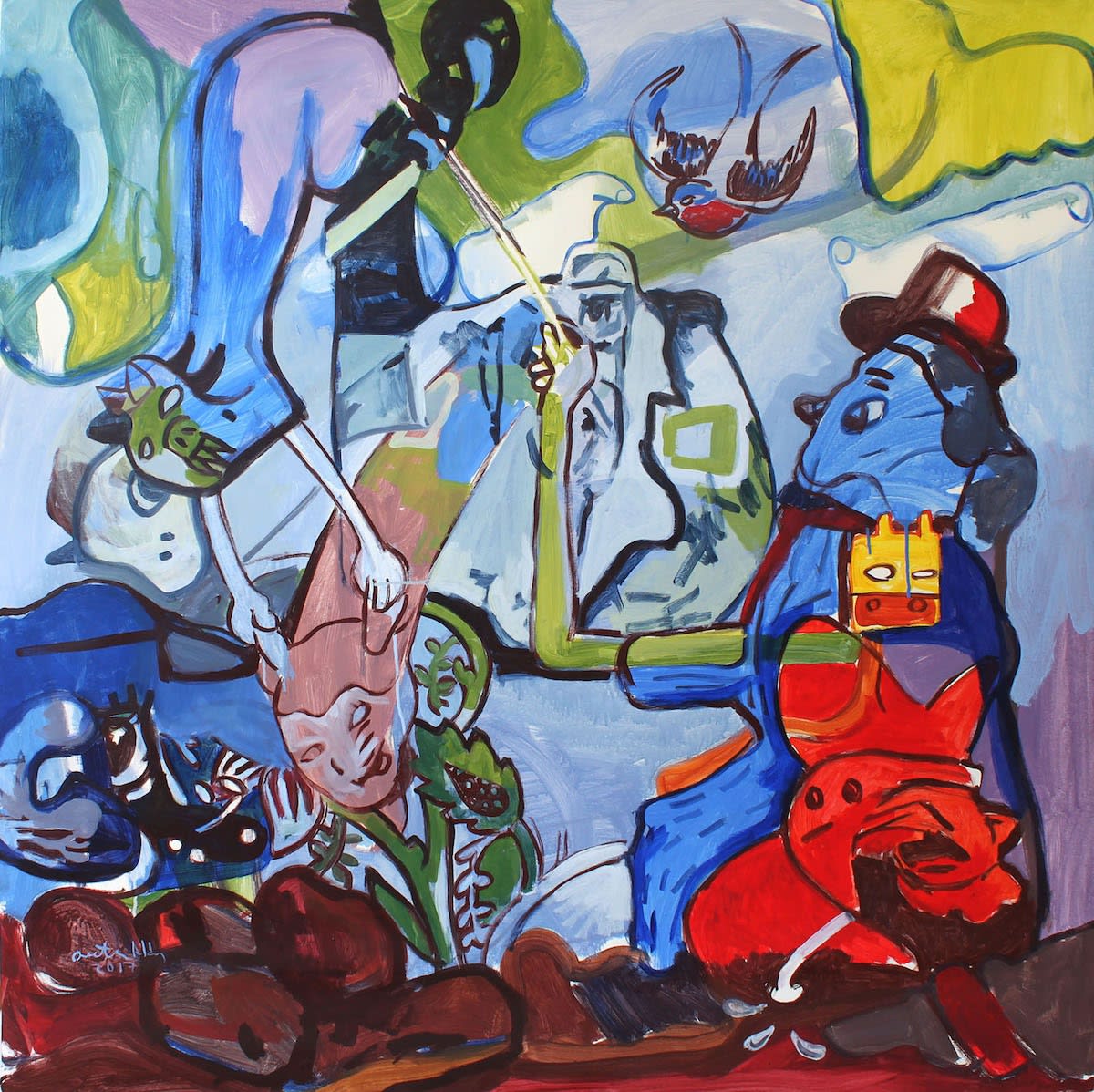Orestes Hernández Palacios, Tuneles sin Salida, 2017, 130 × 130cm / 51× 51in, Acrylic on canvas