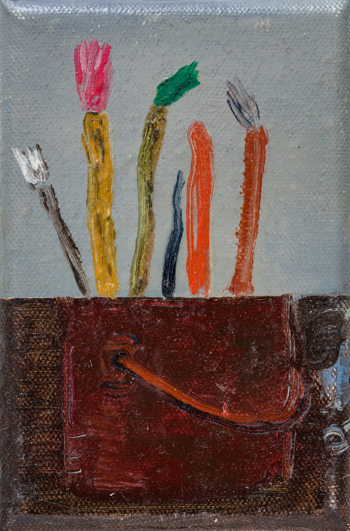 Maximiliano Leon, Alone in the Studio (Pt. IV), 2019, 15 × 10cm / 5 7/8 × 4in, Oil on canvas