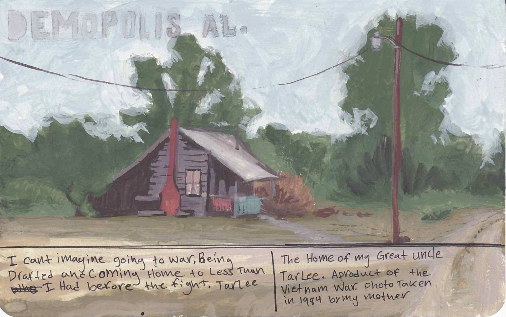 Riley Holloway, Dealing With Loss, 2021, 11.4 × 17.7 cm / 4 1/2 × 7 in, Ink and gouache on paper