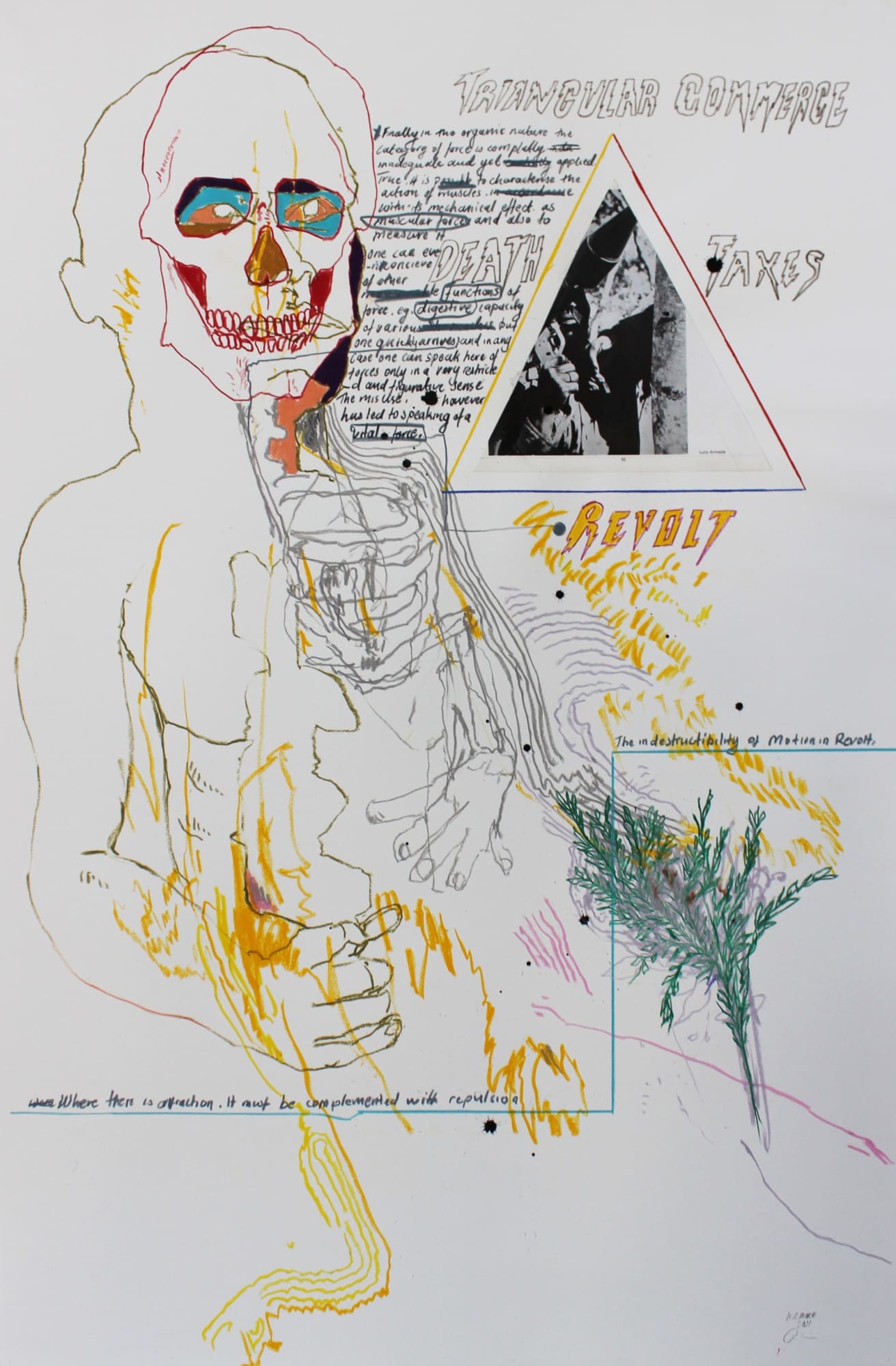 Kudzanai Chiurai, Triangular Commerce VI (Death, Taxes, Eden), 2021, 120 x 80 cm / 47 1/4 x 31 1/2 in, Mixed media on handmade premium art paper paper