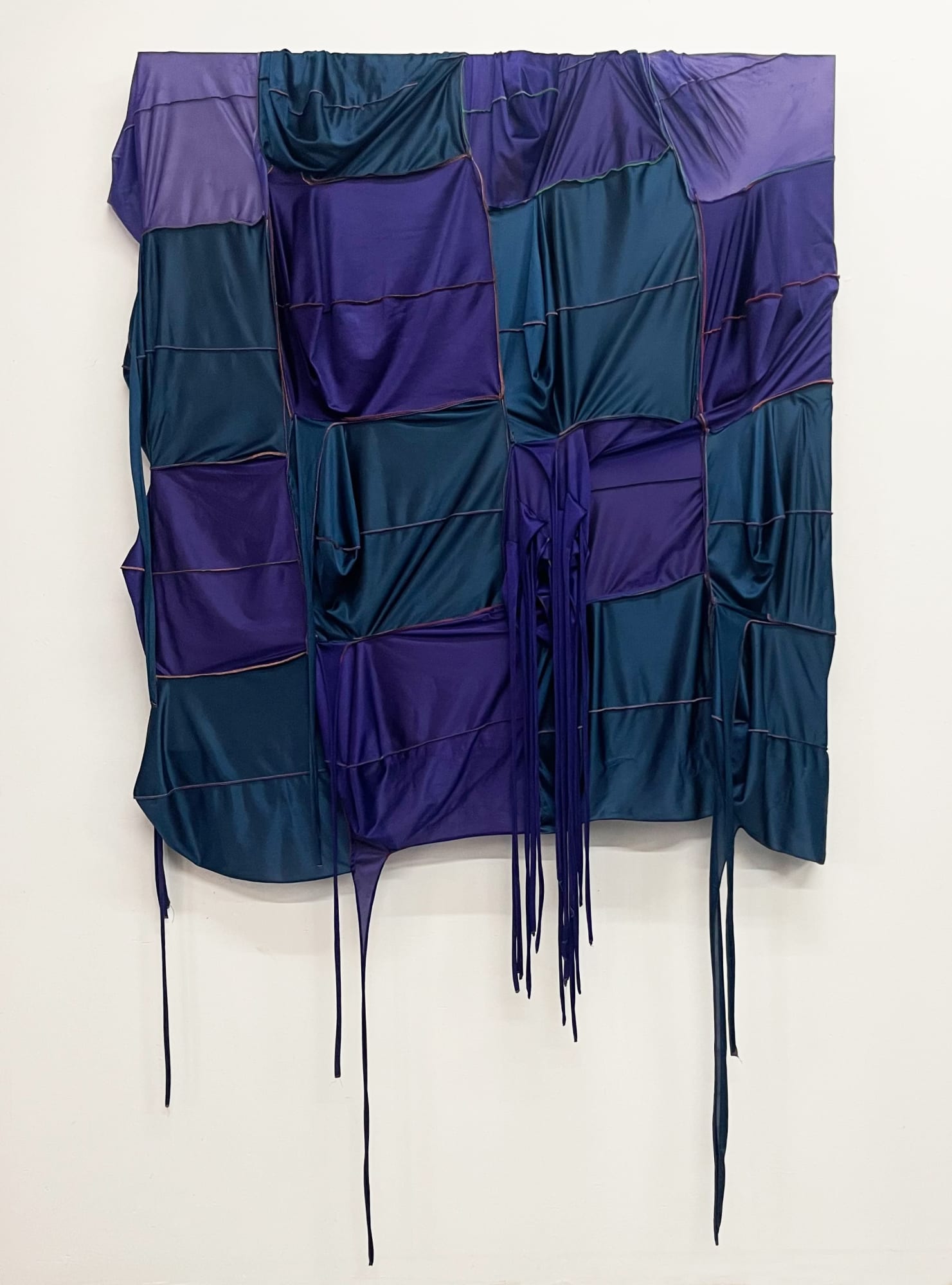 Anthony Akinbola, Camouflage (Skeletor), 2022, 121.9 × 121.9 cm / 48 × 48 in, Durags and acrylic on panel