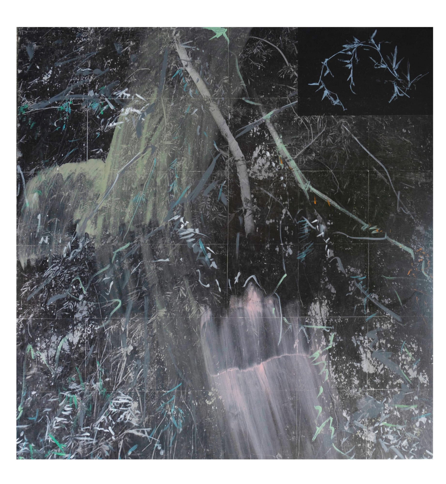 Zean Cabangis, What Sent Me to the Right Path, 2022, 122.4 × 122.2 cm / 48 1/4 × 48 1/8 in, Acrylic and emulsion transfer on canvas