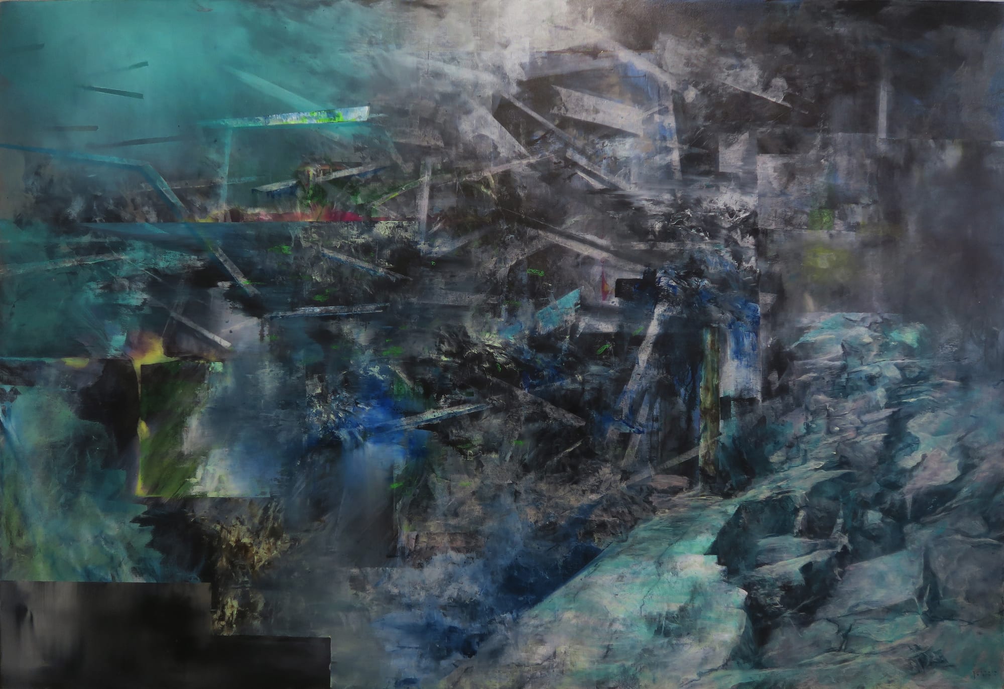 JC Jacinto, Shards in Collision, 2022, 152.4 × 213.36 cm / 60 × 84 in, Acrylic on canvas