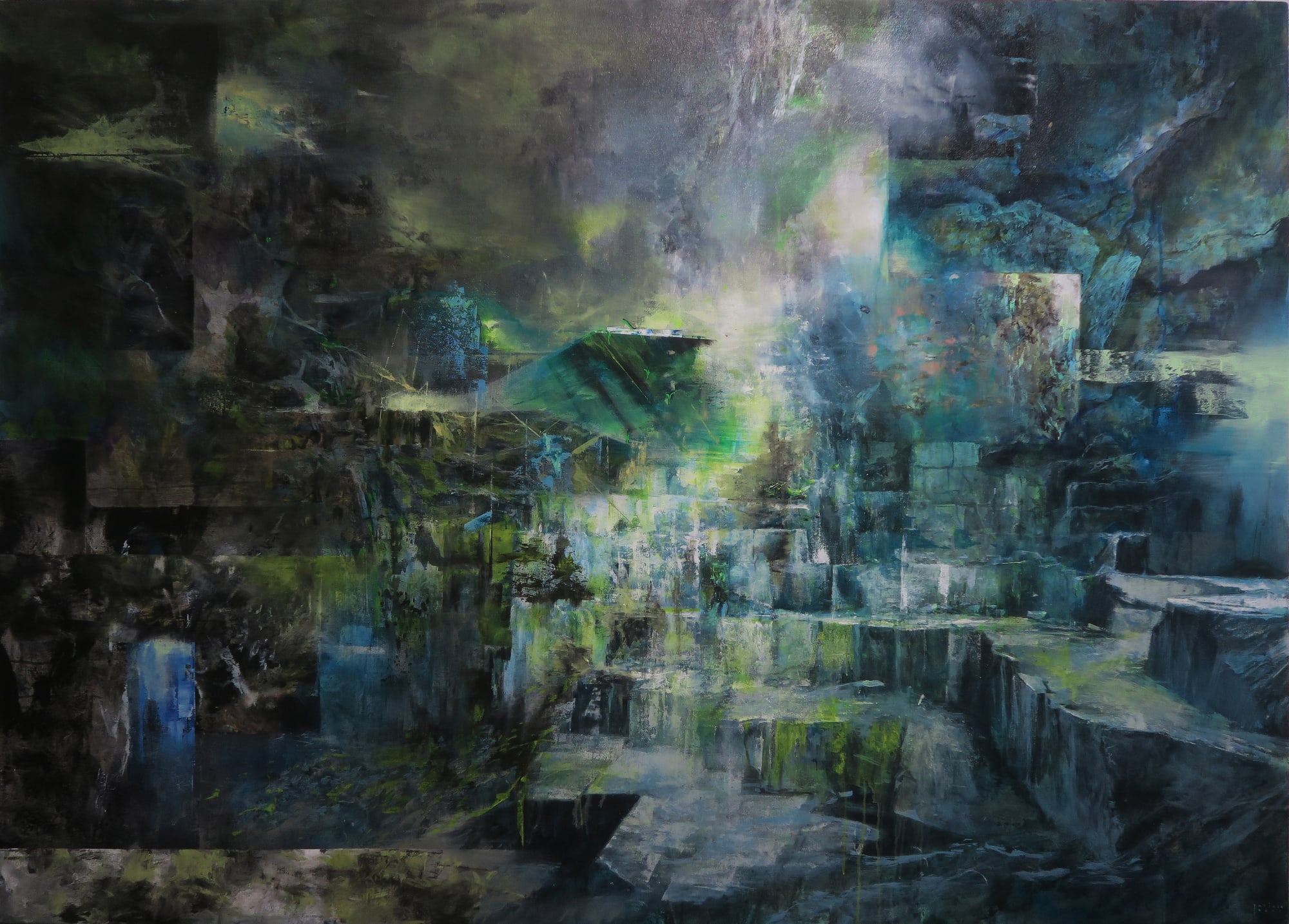 JC Jacinto, What Falls Under, 2022, 152.4 × 213.36 cm / 60 × 84 in, Acrylic on canvas