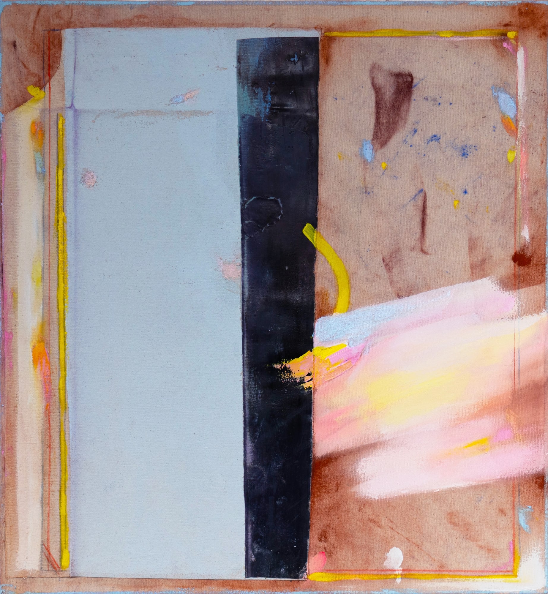 Dana James, The Slow Capture of Everything, 2023, Oil, encaustic, collage, acrylic, pigment on canvas, 66 × 61 cm / 26 × 24 in