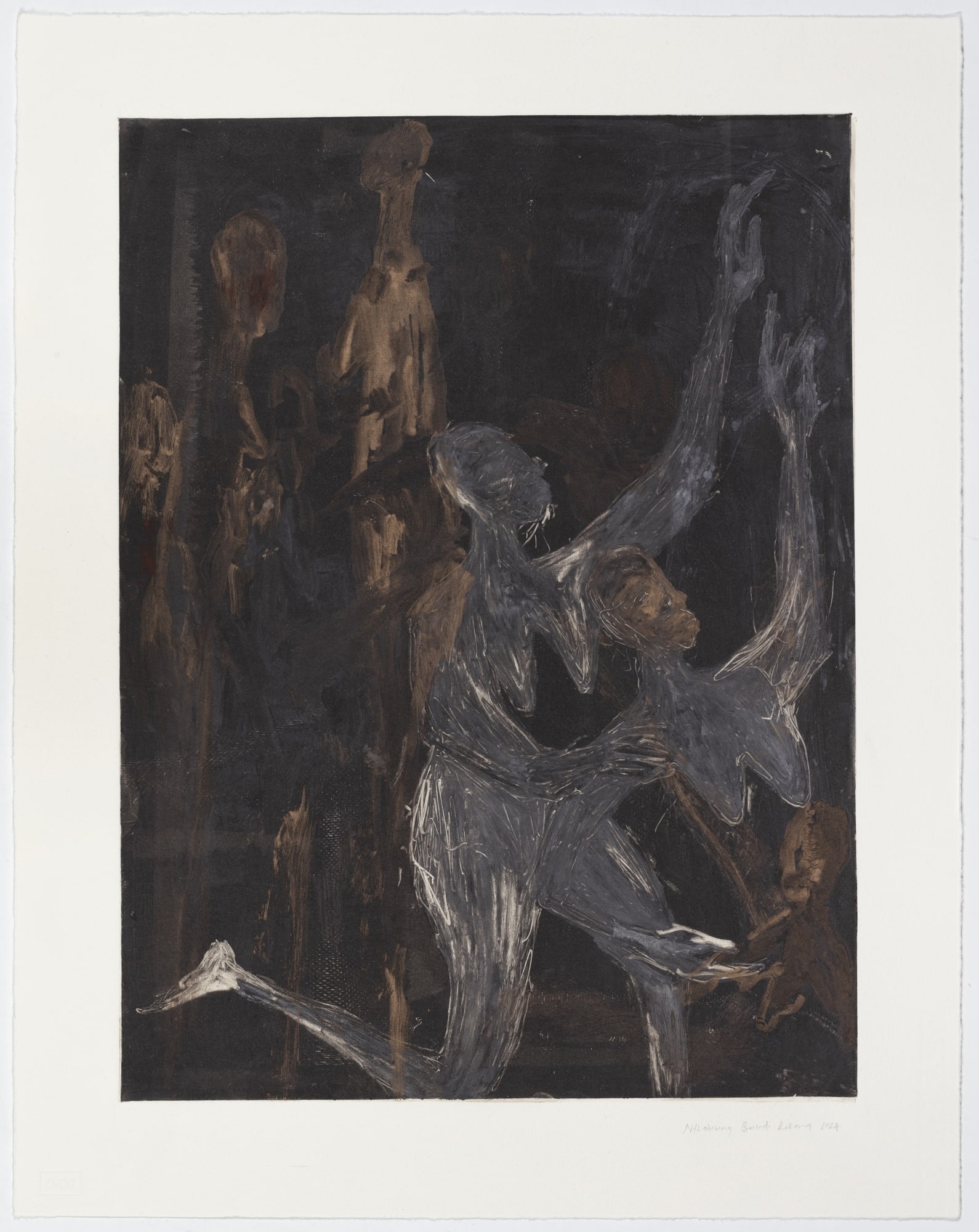 Nthabiseng Kekana, Abaphantsi II, 2024, Oil-Based Monotype, 46.2 × 36.3 cm (18 1/4 × 14 1/4 in)