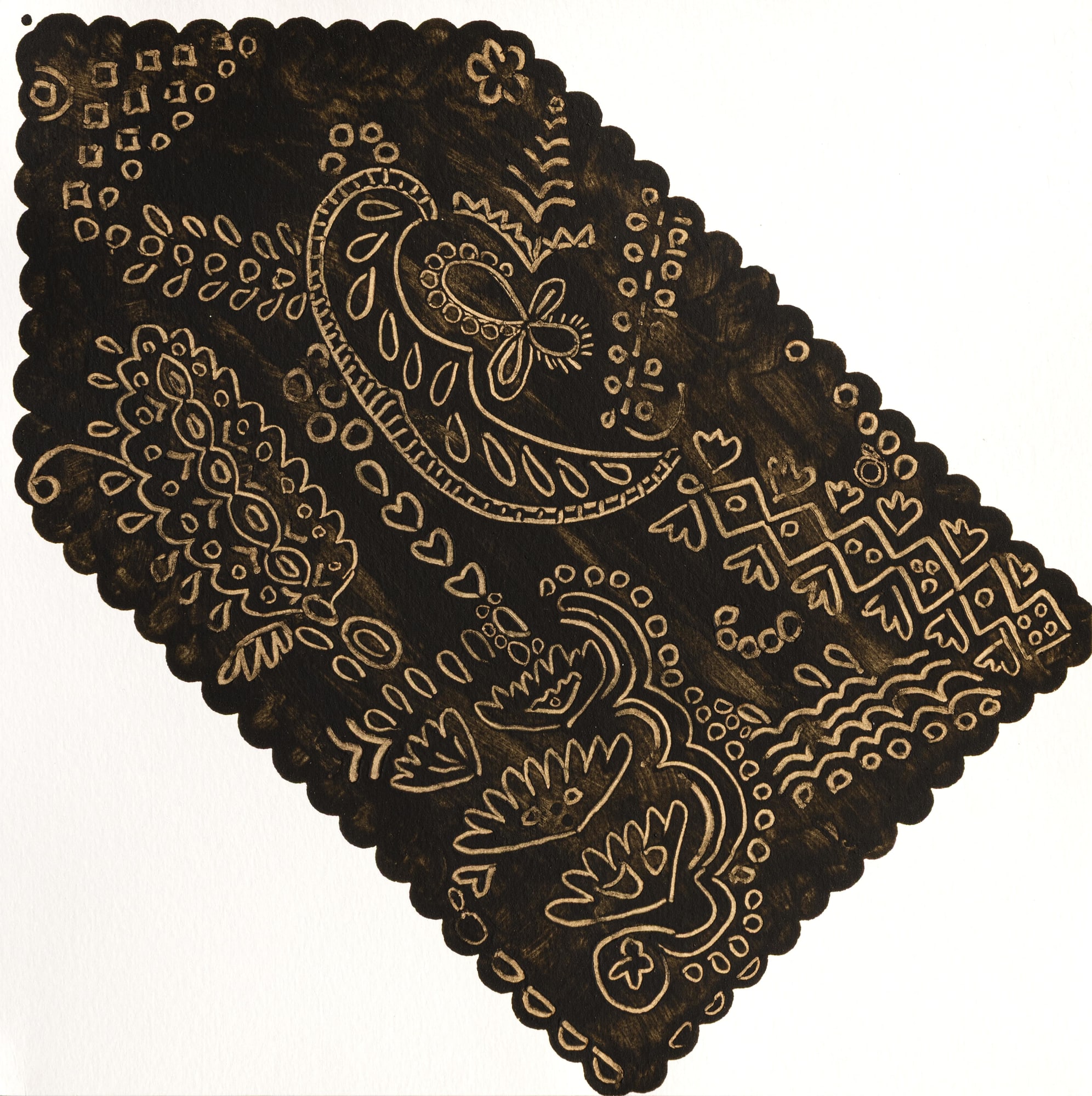 Khadija El Abyad Pétales d'au-delà, 2025 Henna-based acrylic on canva 28 x 28 cm