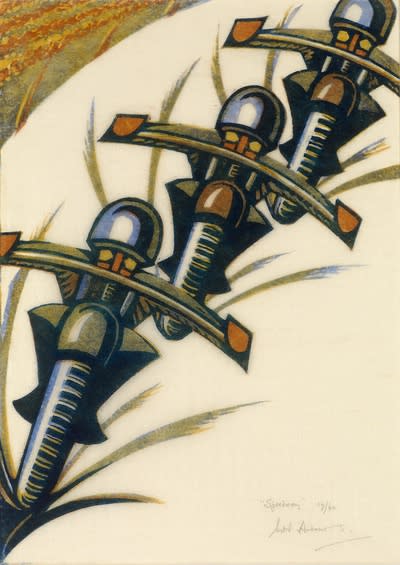 Sybil Andrews, Speedway, 1934 Linocut