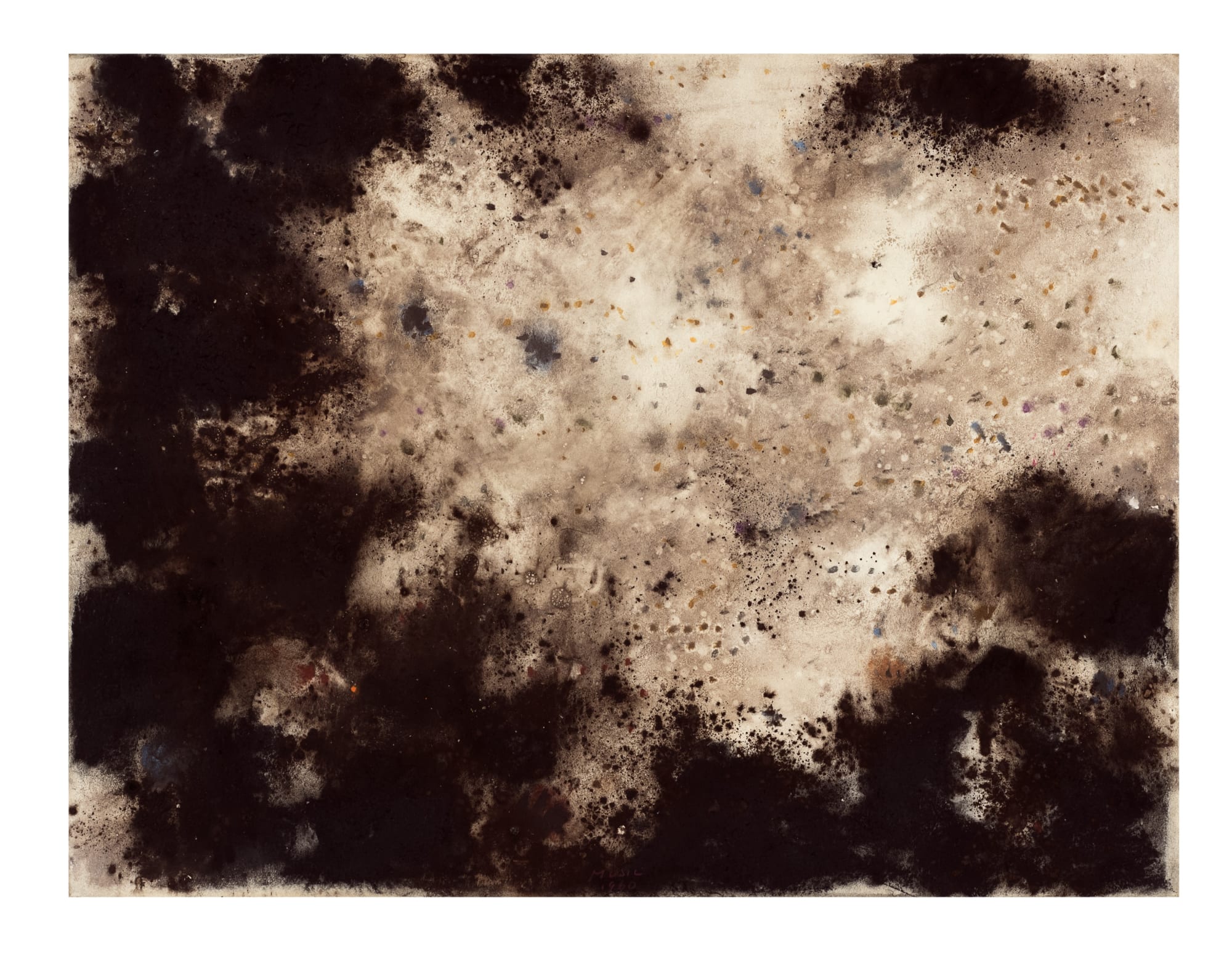 44. Nel paesaggio il vuoto, 1960, guazzo su carta intelata, cm 50x65,5