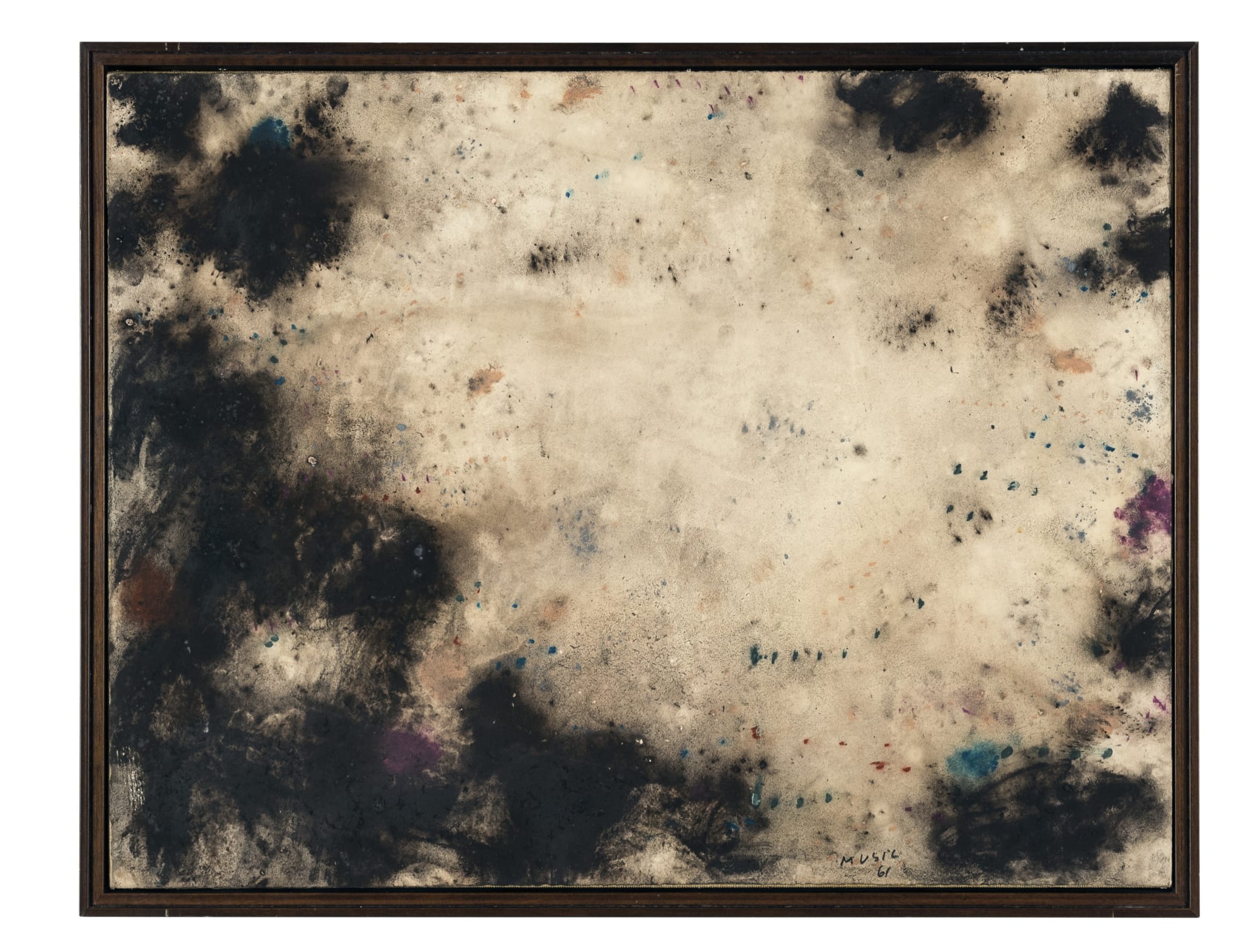 47. Nel paesaggio il vuoto, 1961, guazzo su carta intelata, cm 65,5x50