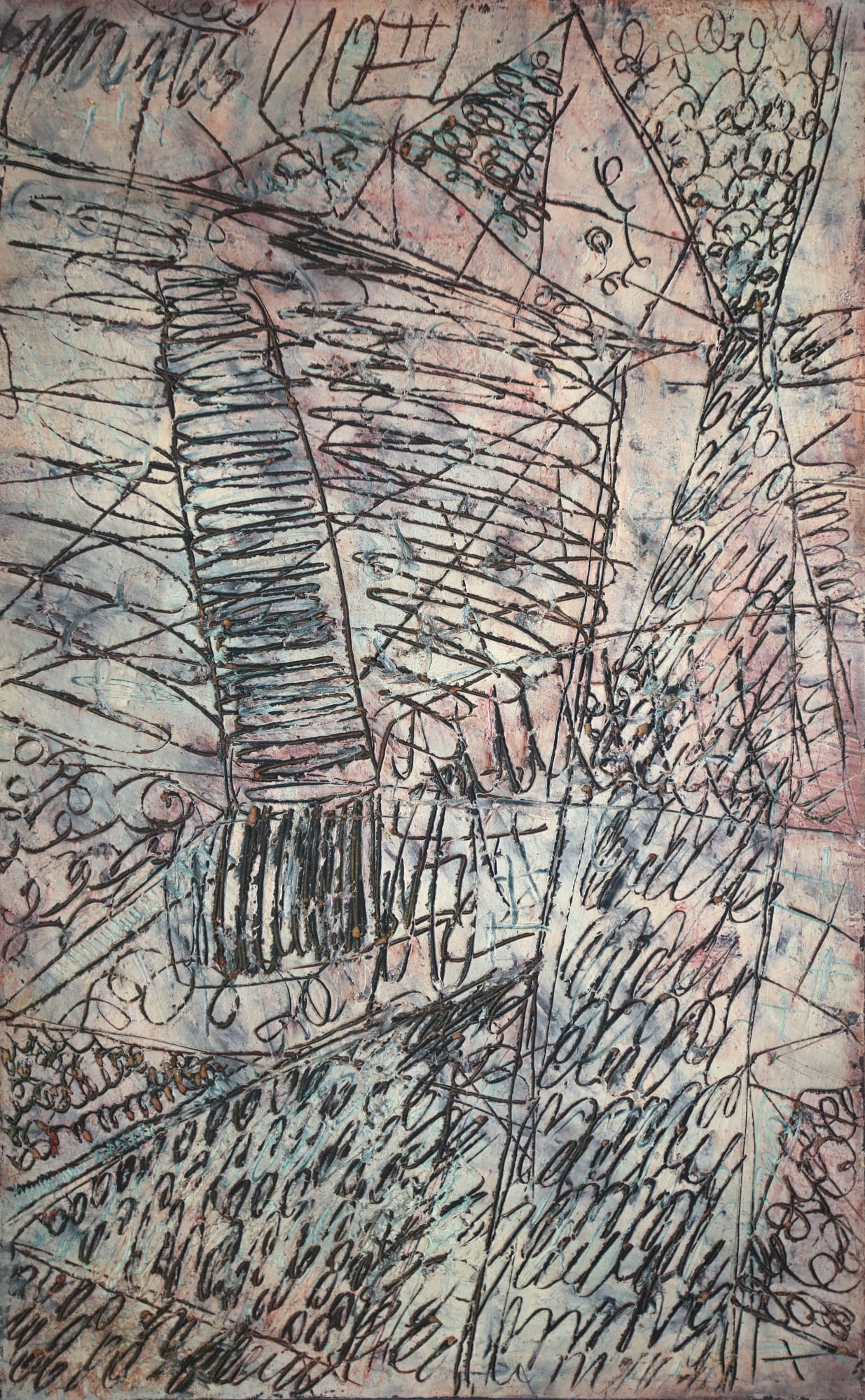 25. Echafundage d'un poéme, 1960, Cm116X73, Tecnica Mista Su Tela
