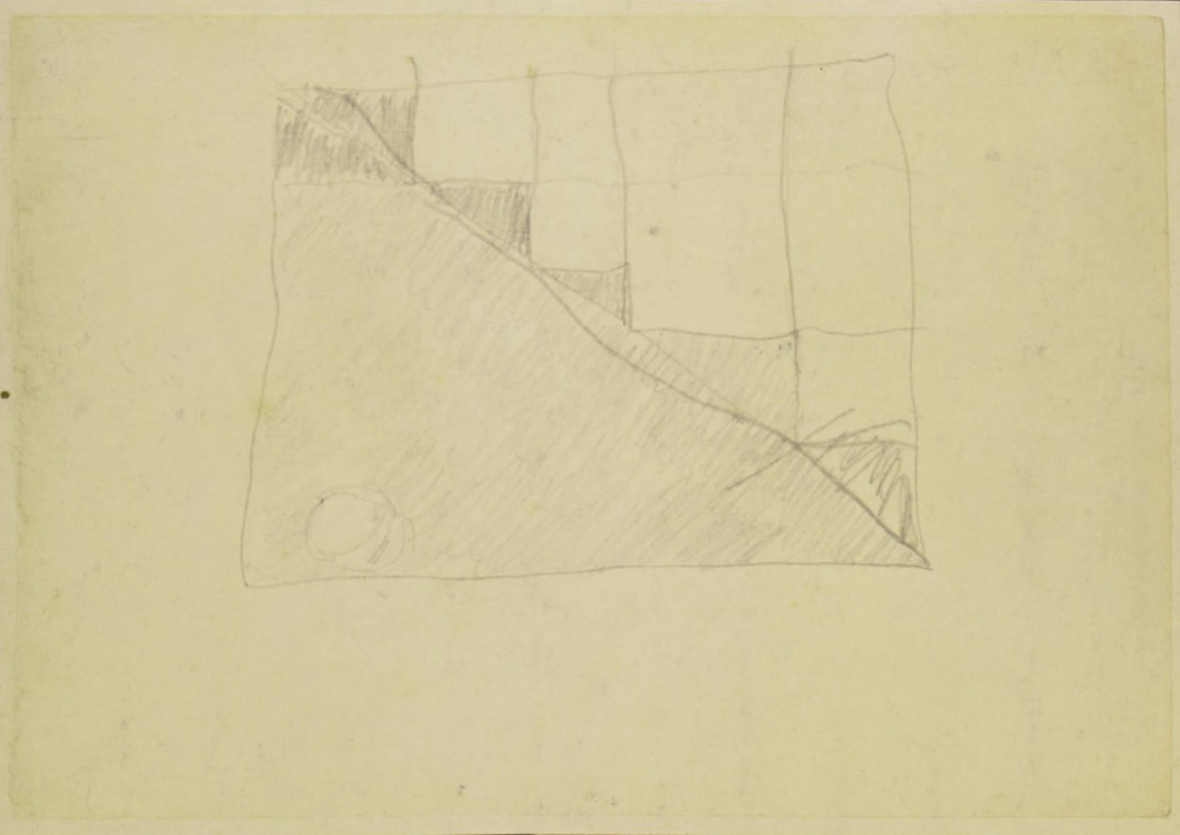 Studio astratto e luna, 1934-1935 ca, grafite su carta, cm 17,1X24,7