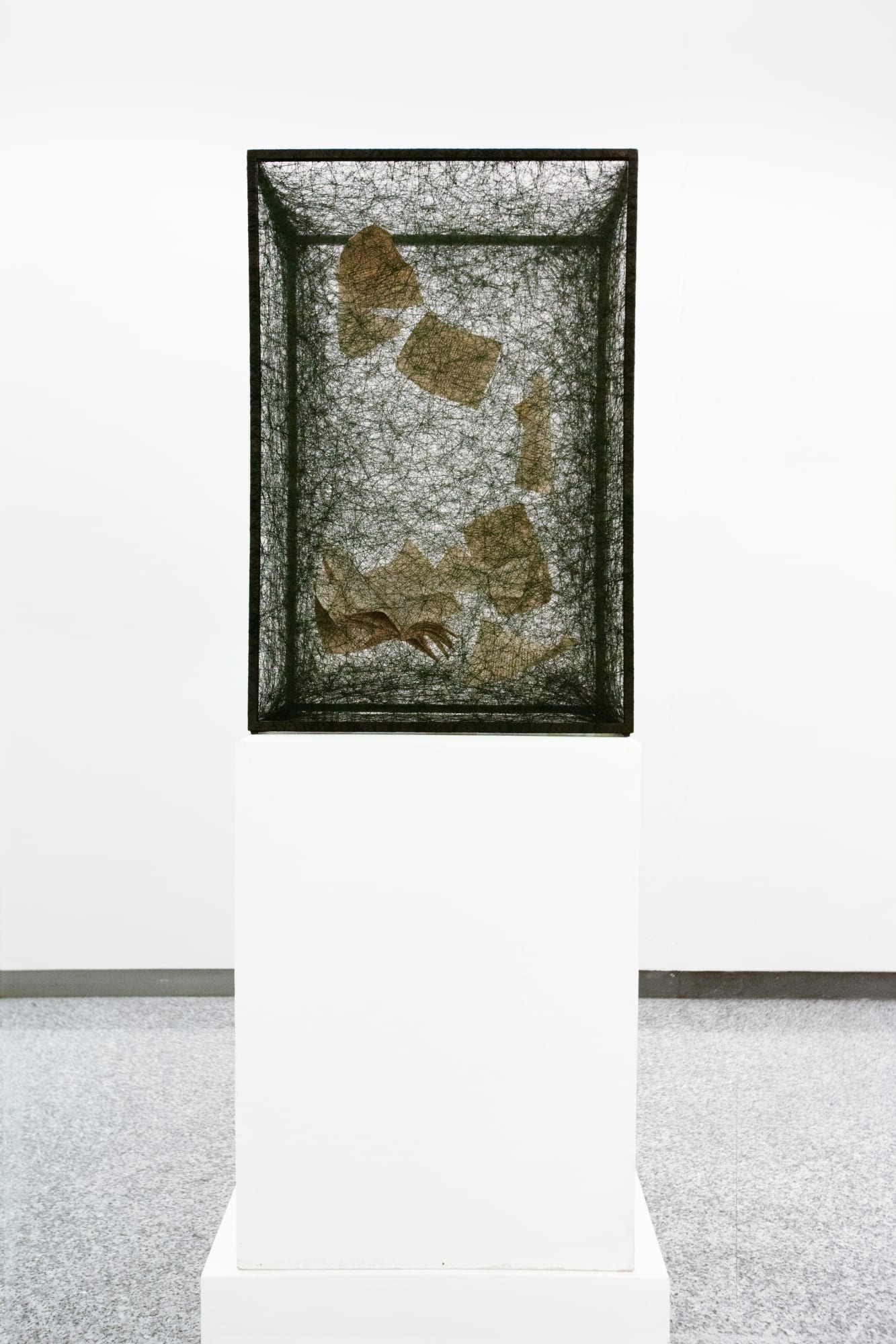 Chiharu Shiota State of Being (Book), 2016 cm 90 x 60 x 45 struttura metallica, libri, filo nero