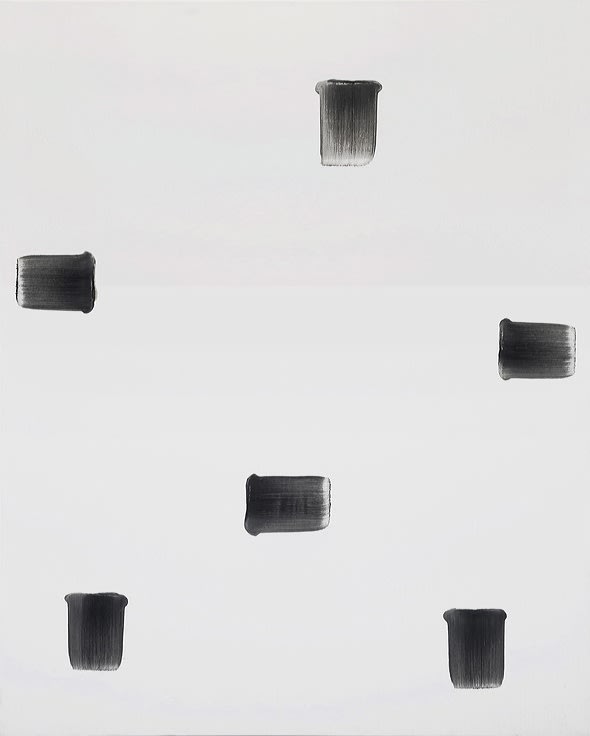 Lee Ufan, Correspondance, 1994, olio e pigmenti minerali su tela, cm 227x182