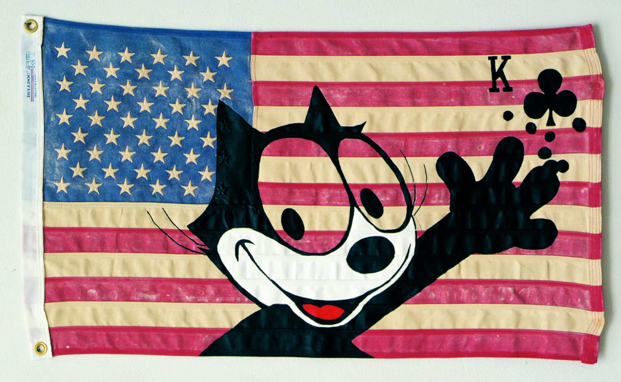 King Of Clubs, 2004, acrilico su bandiera, cm 57X96