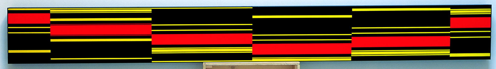 Gunther Fruhtrunk, Verschobene Reihen, 1973, acrilico su tela, cm 40x356