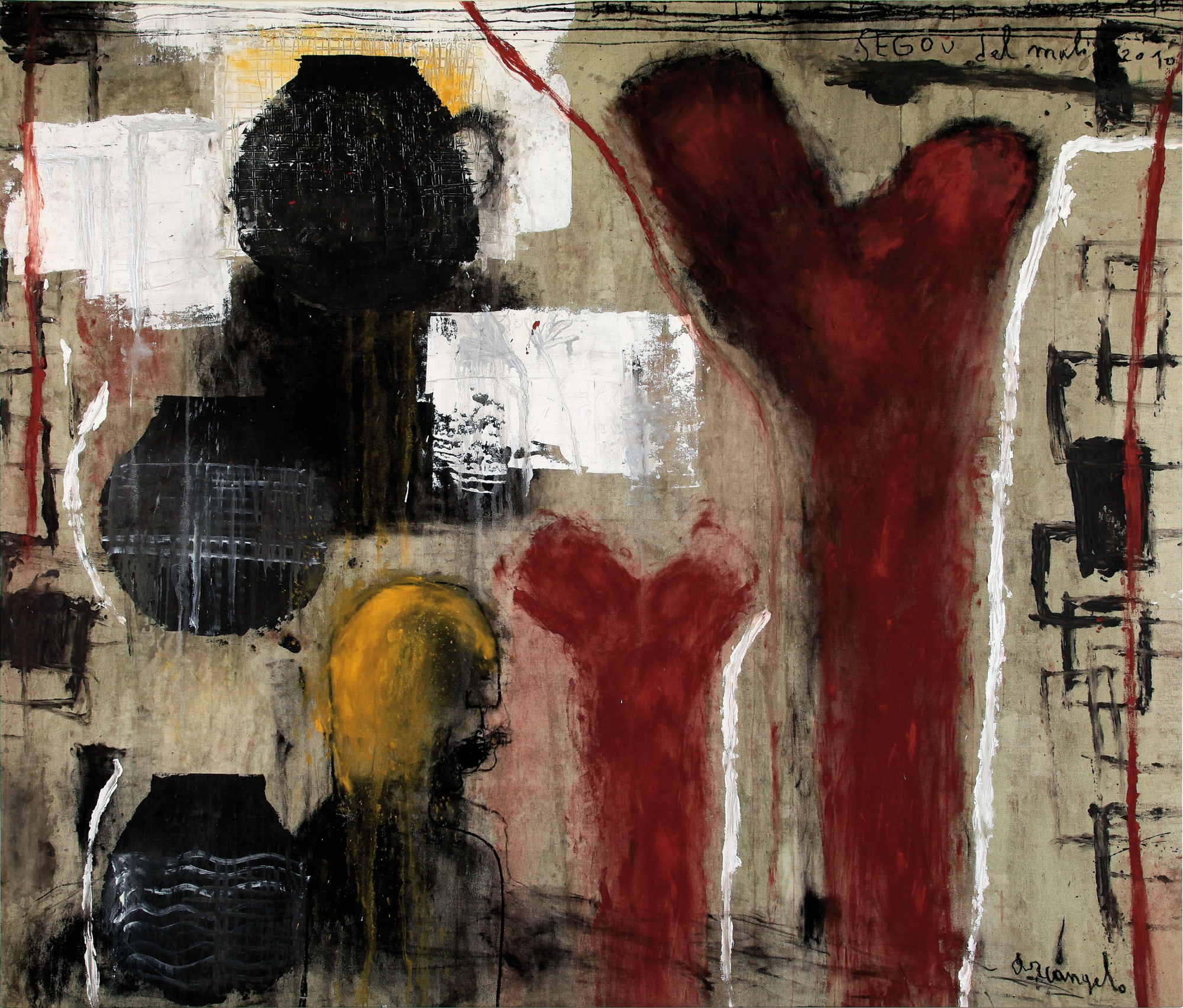 Sègou del Mali, 2010, tecnica mista su tela, cm 137x163