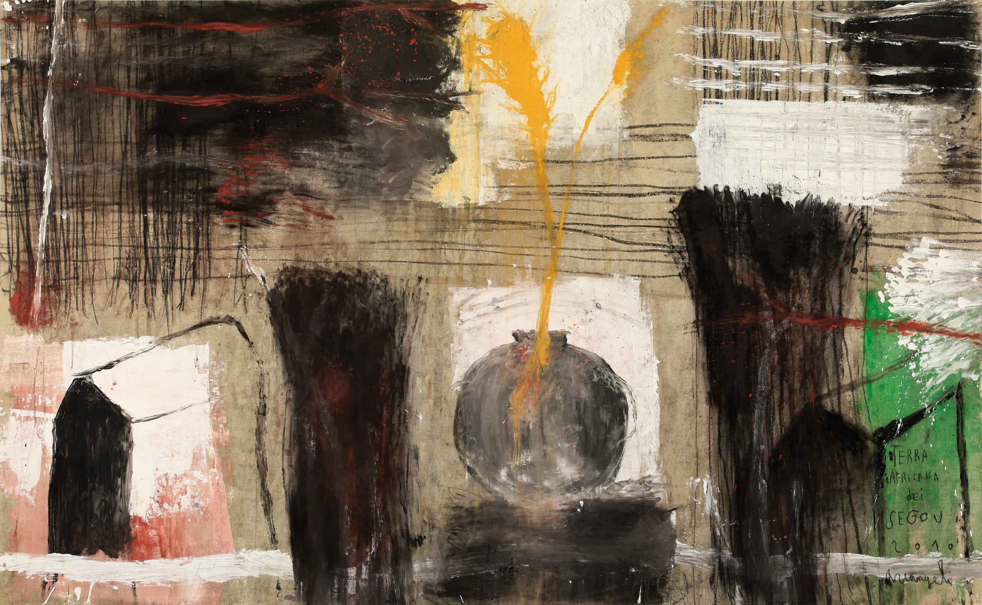 Terra africana del Sègou, 2010, tecnica mista su tela, cm 138x224