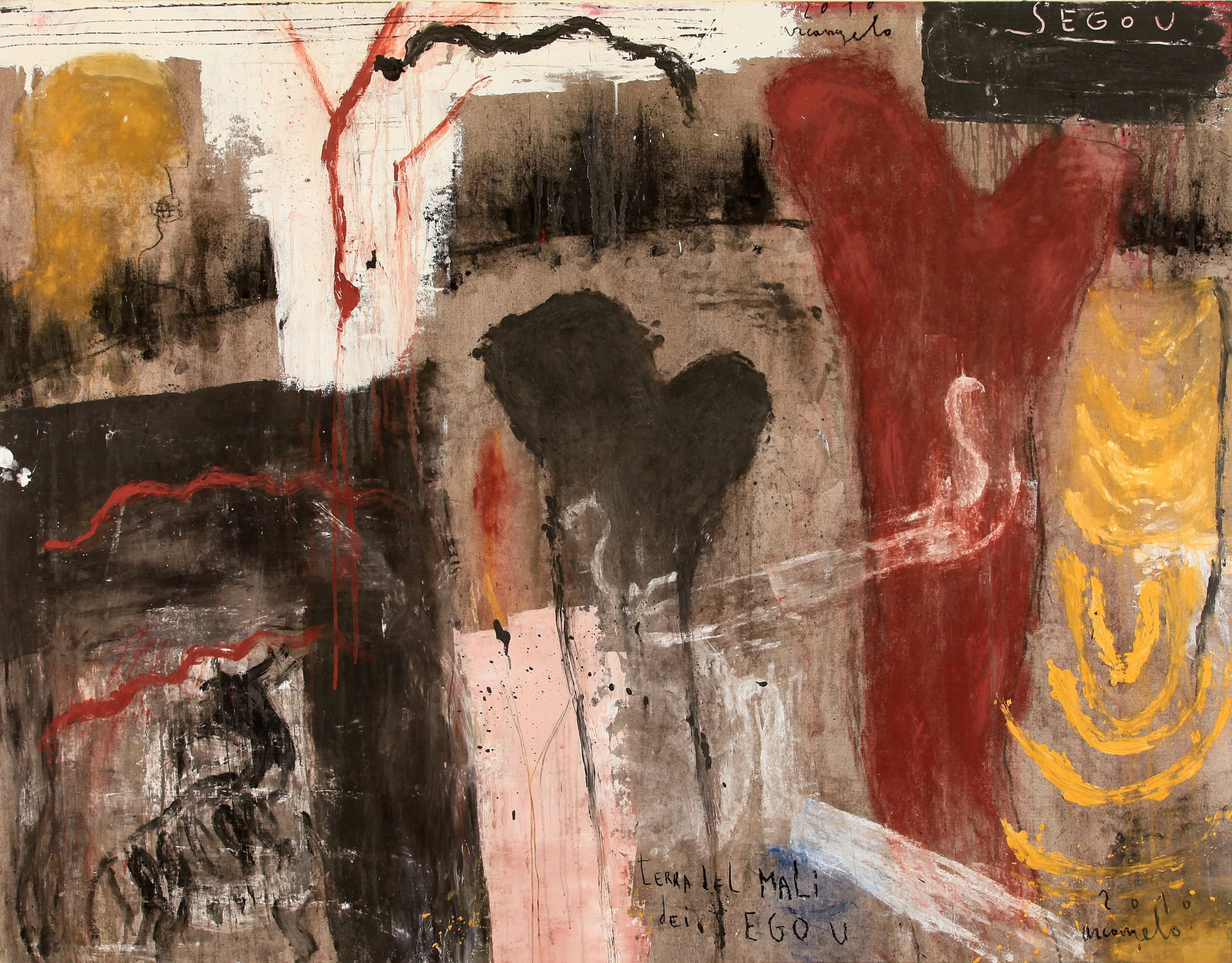 Terra dei mali del Sègou, 2010, tecnic mista su tela, cm 138x176