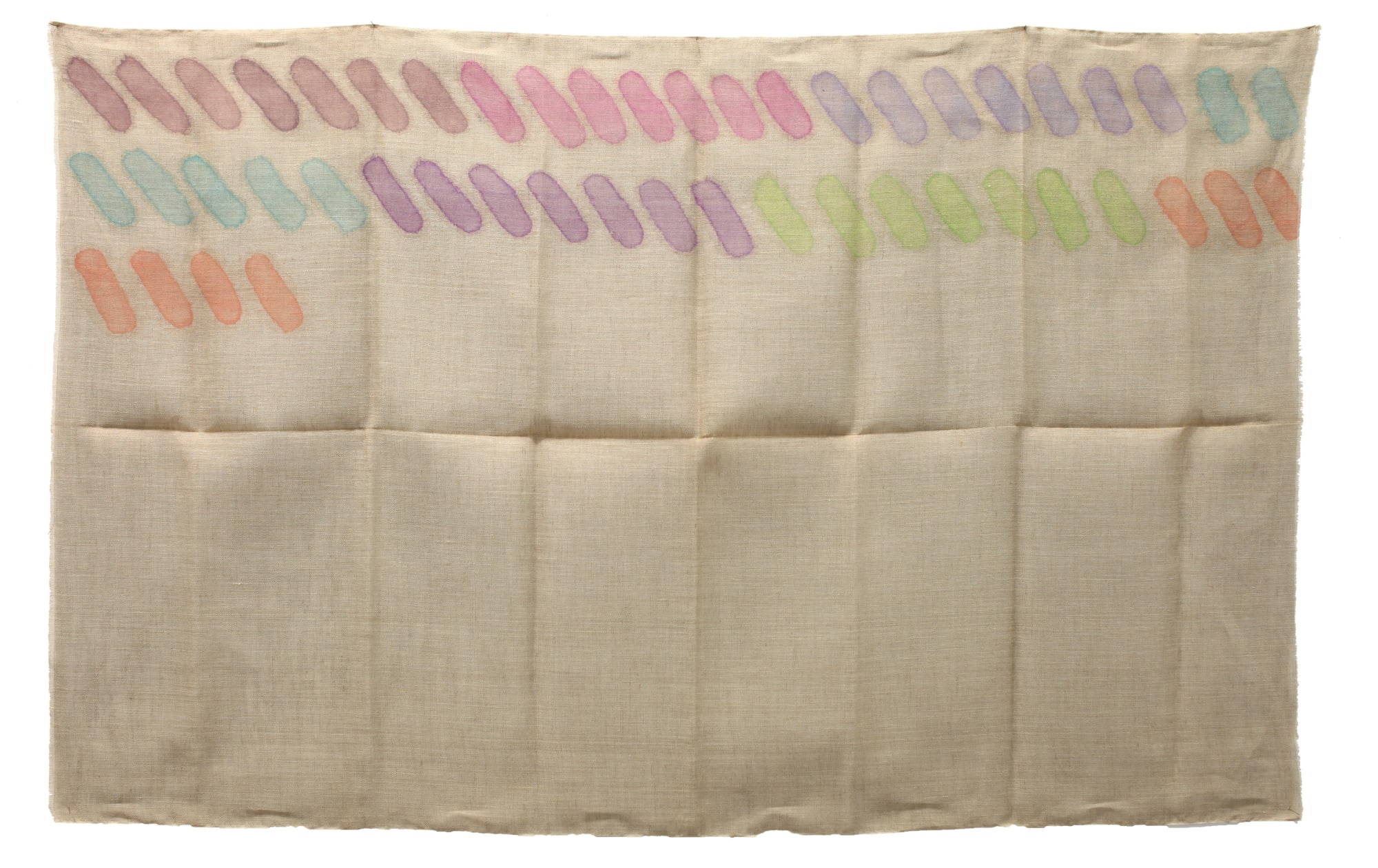 Traccia più traccia, 1973, acrilico su juta, cm 118X190