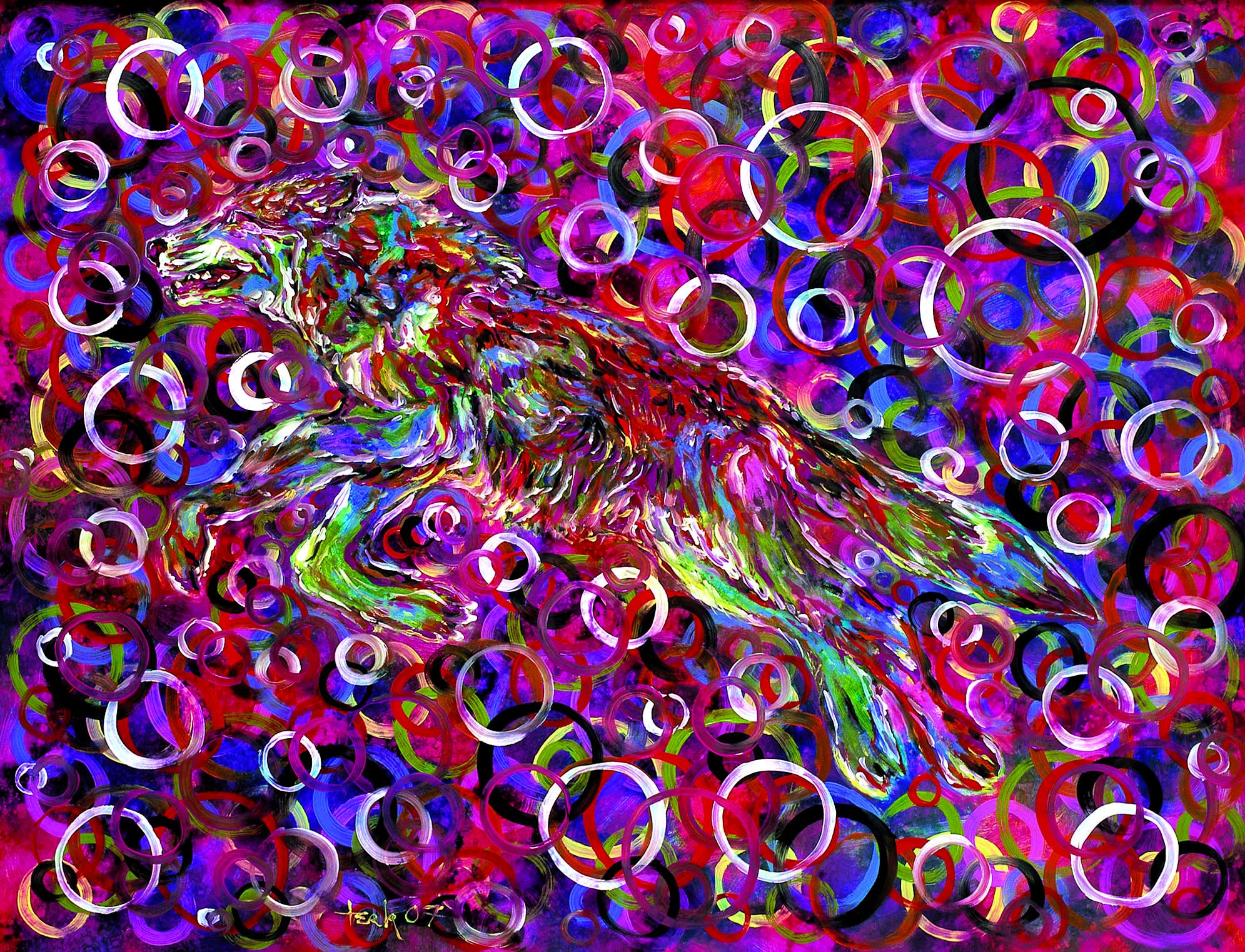 Il Lupo di Fynn, 2007, olio su alluminio, cm 105x80