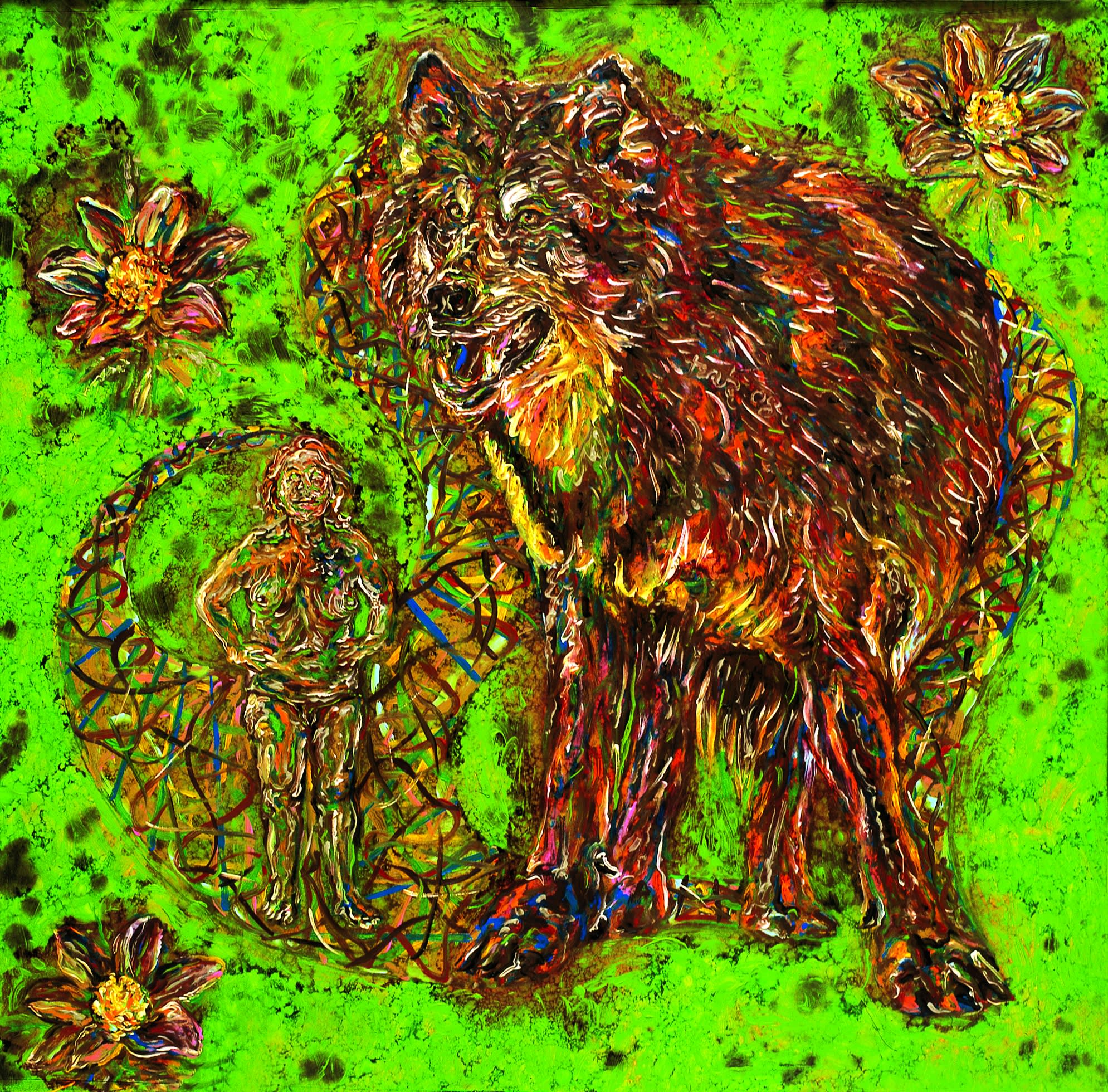 La Ricerca di Kerlchen, 2008, olio su alluminio, cm 114,5x114,5