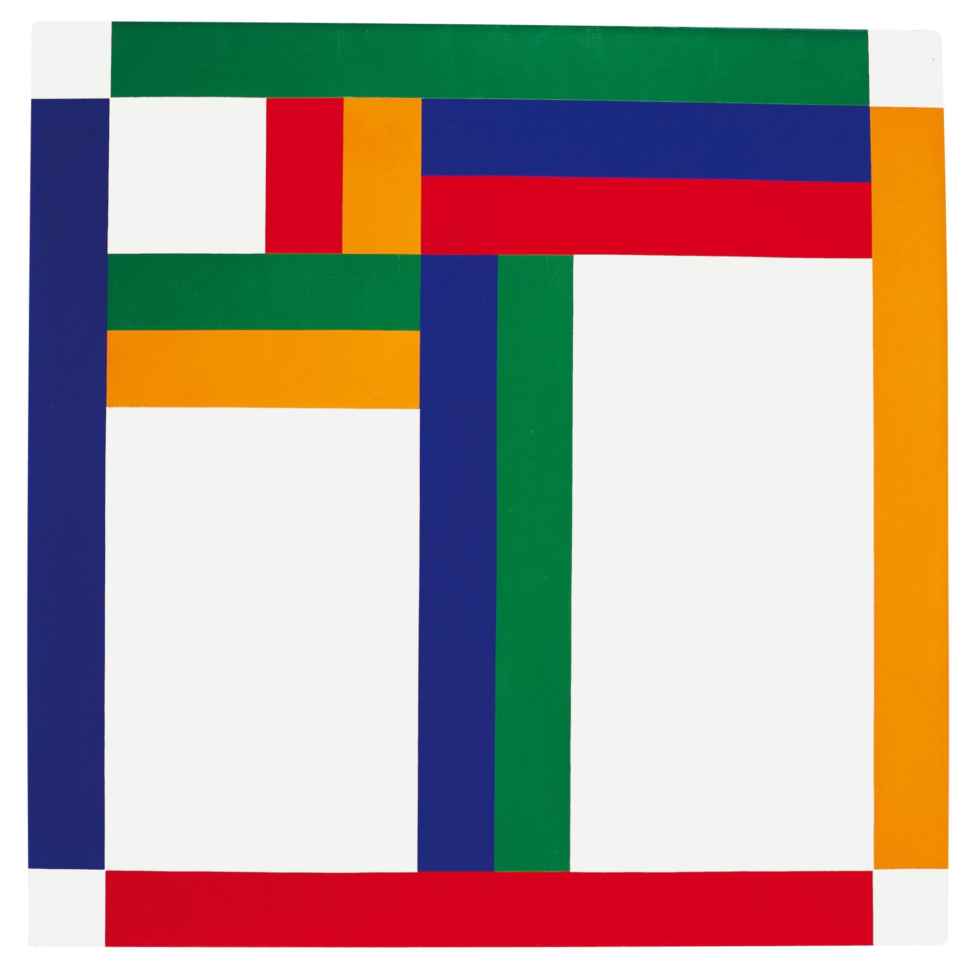 vier farben um excentrum, 1970, olio su tela, cm 120x120