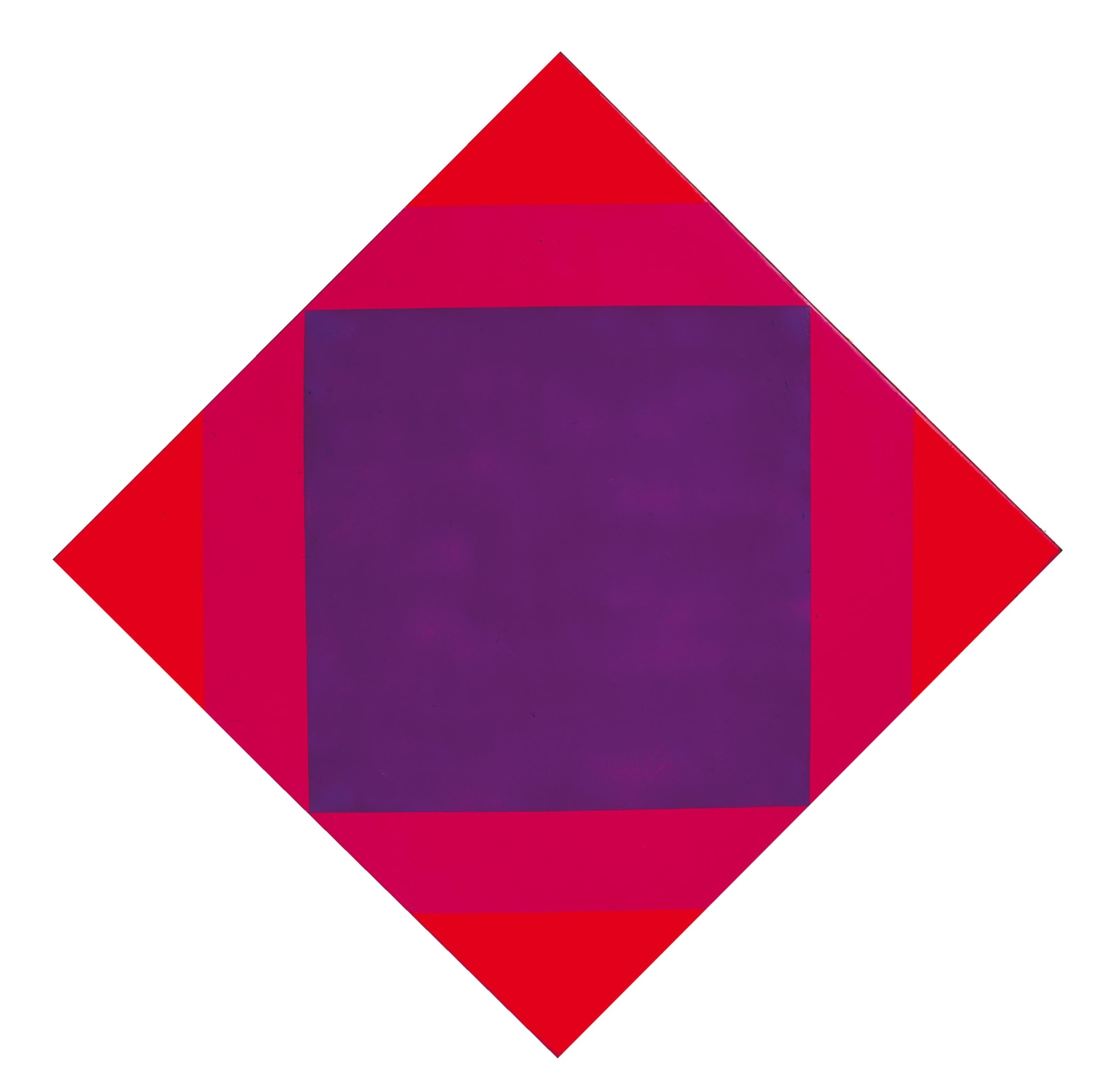 transformation von violett zu rot, 1972, olio su tela, cm 80x80