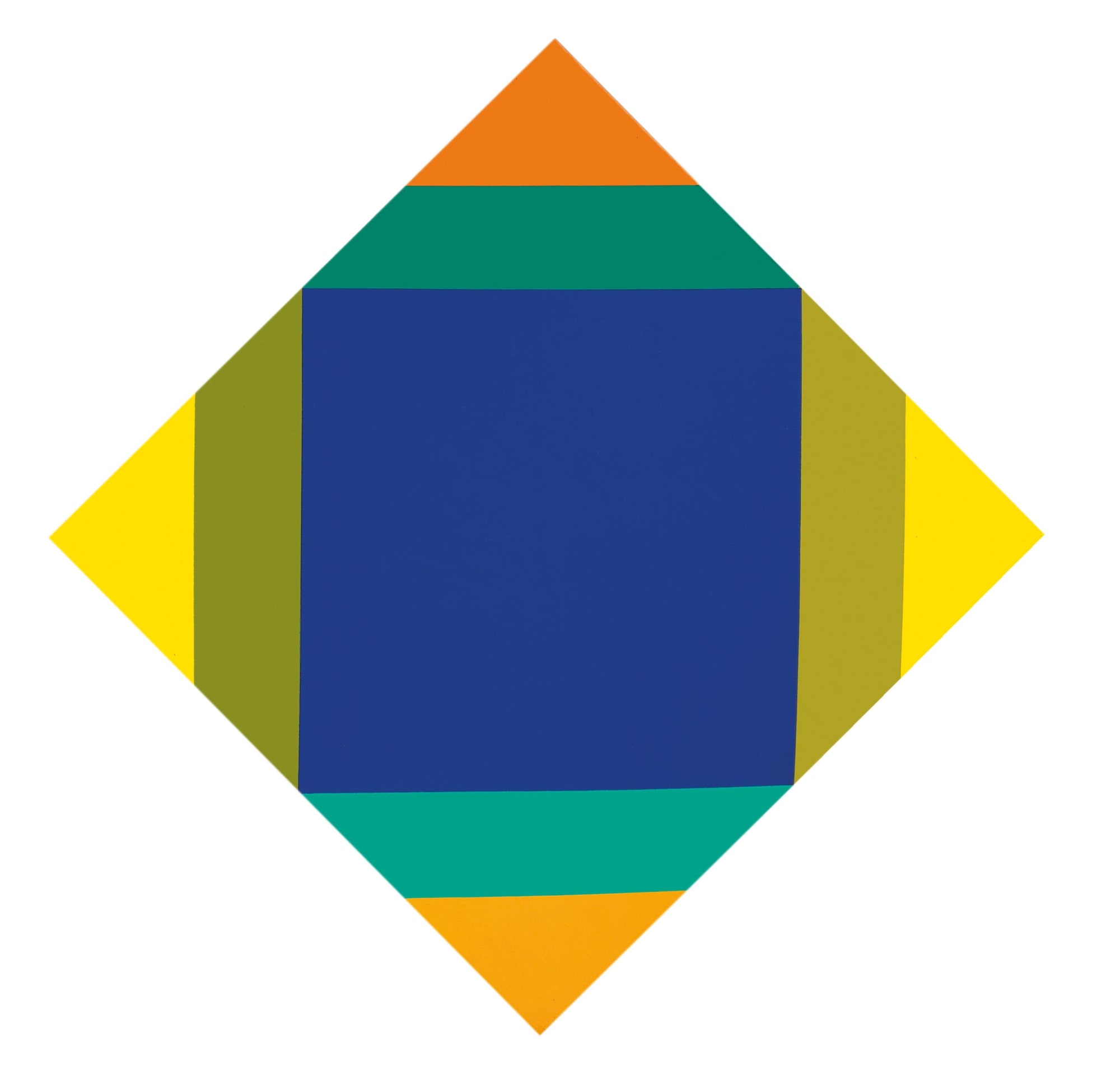 radiazione dall'azzurro, 1972-73, olio su tela, cm 62x62