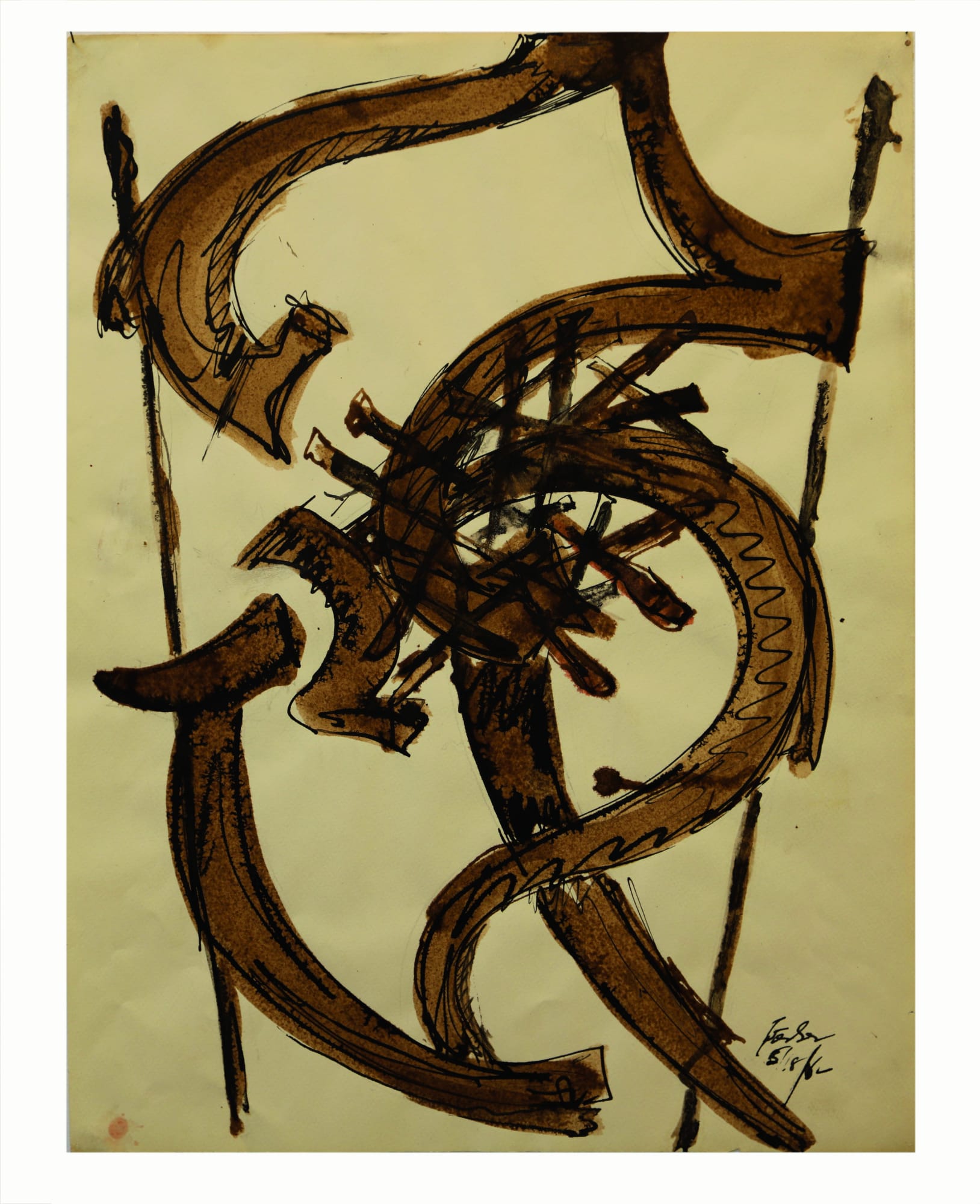 2. Calligraph with two poles, 1962, tecnica mista, mm 51X38,5