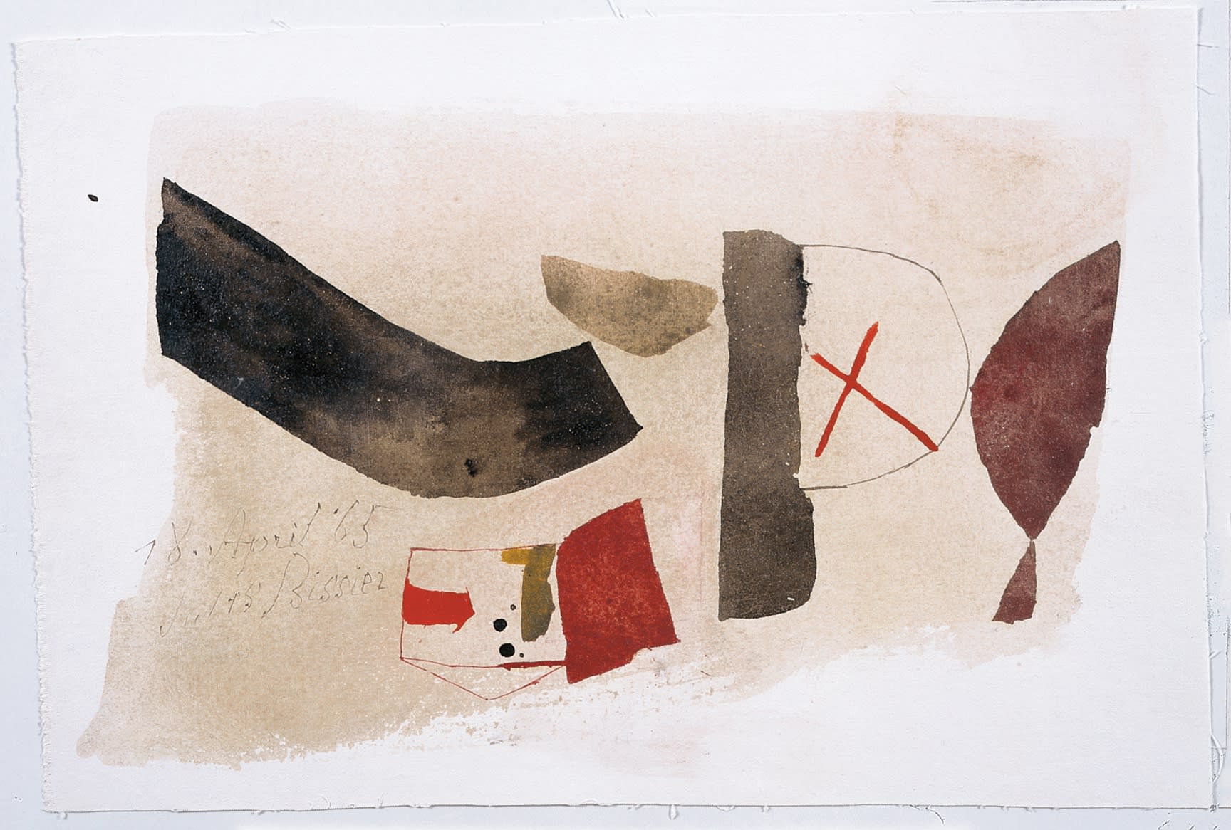 Julius Bissier, 18 April 1965, tempera all'uovo e olio su lino, cm 21.4x32