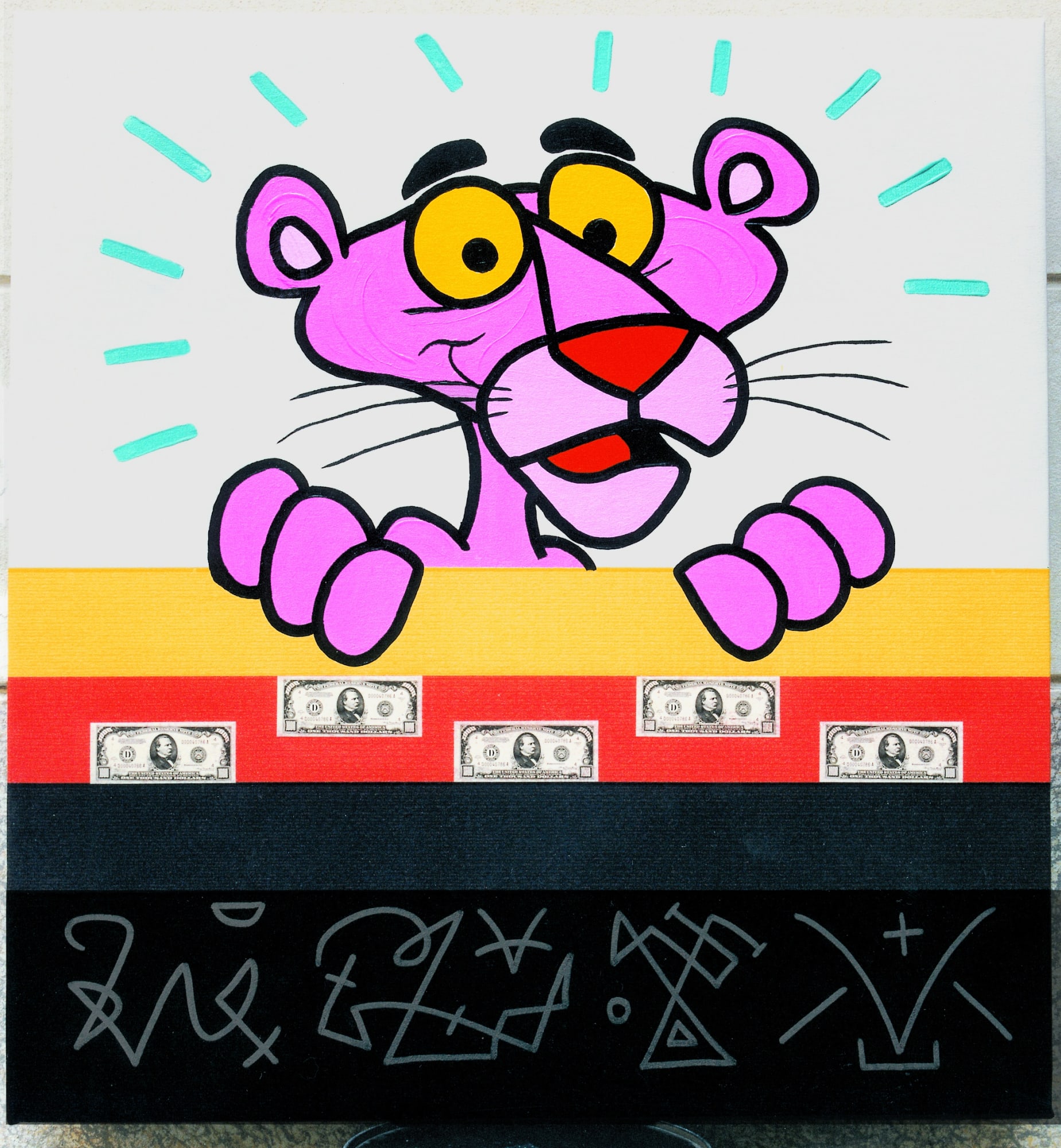 Panther Modern, 1995, acrilico e collage su tela, cm 80x75