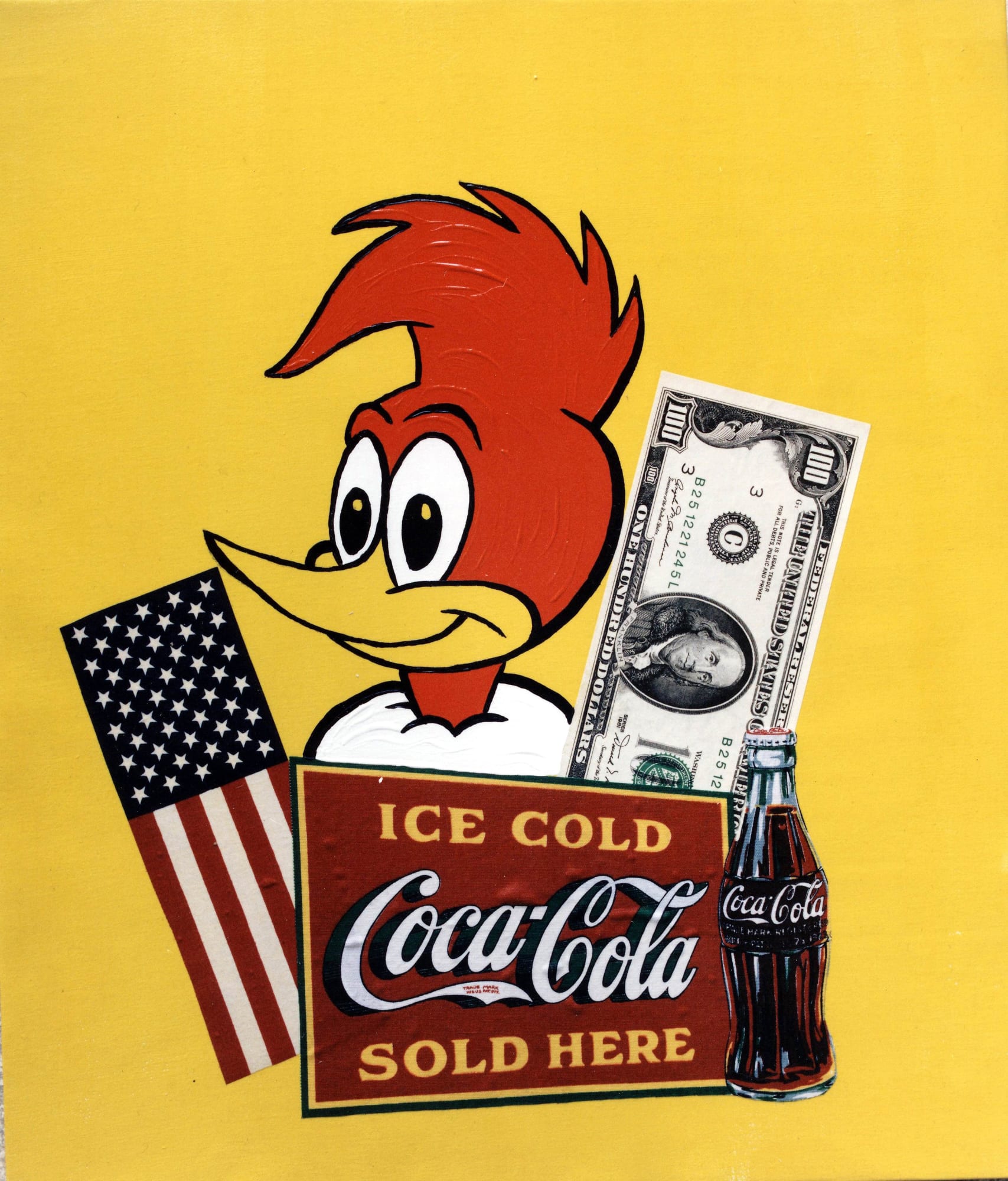 U.S. Still Life, 1995, acrilico e collage su tela, cm 75x65