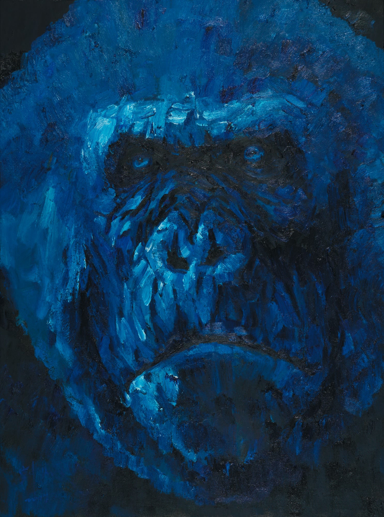 Head of a Gorilla, 2017, olio su tela, cm 200x150.