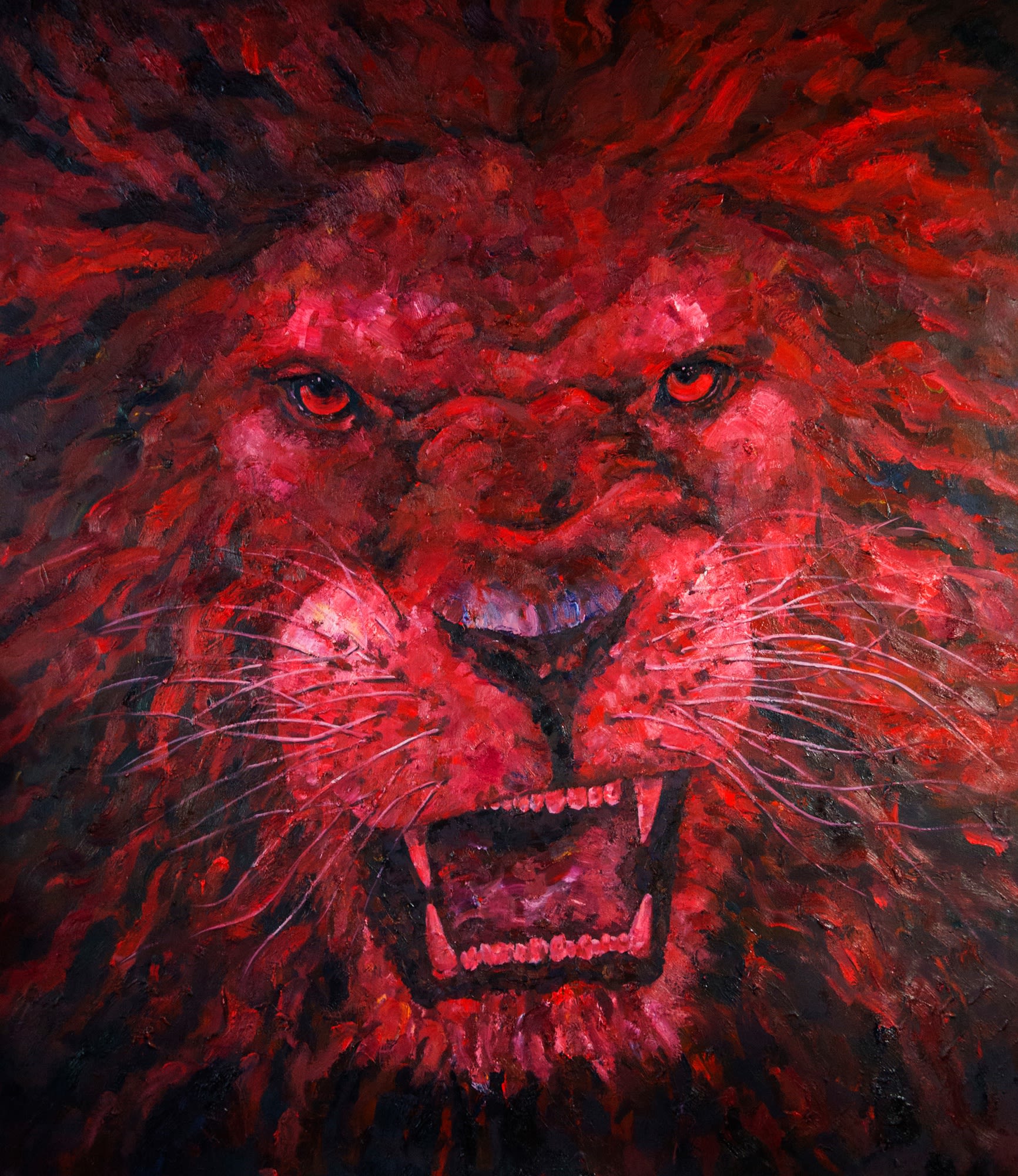 Head of a Lion, 2016, olio su tela, cm 350x300.