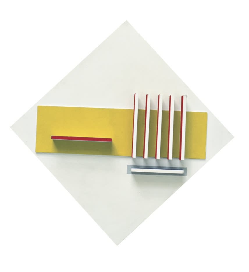 Composition spatio-temporelle n°78-1, 1970, vinile su legno, cm 50x50x7