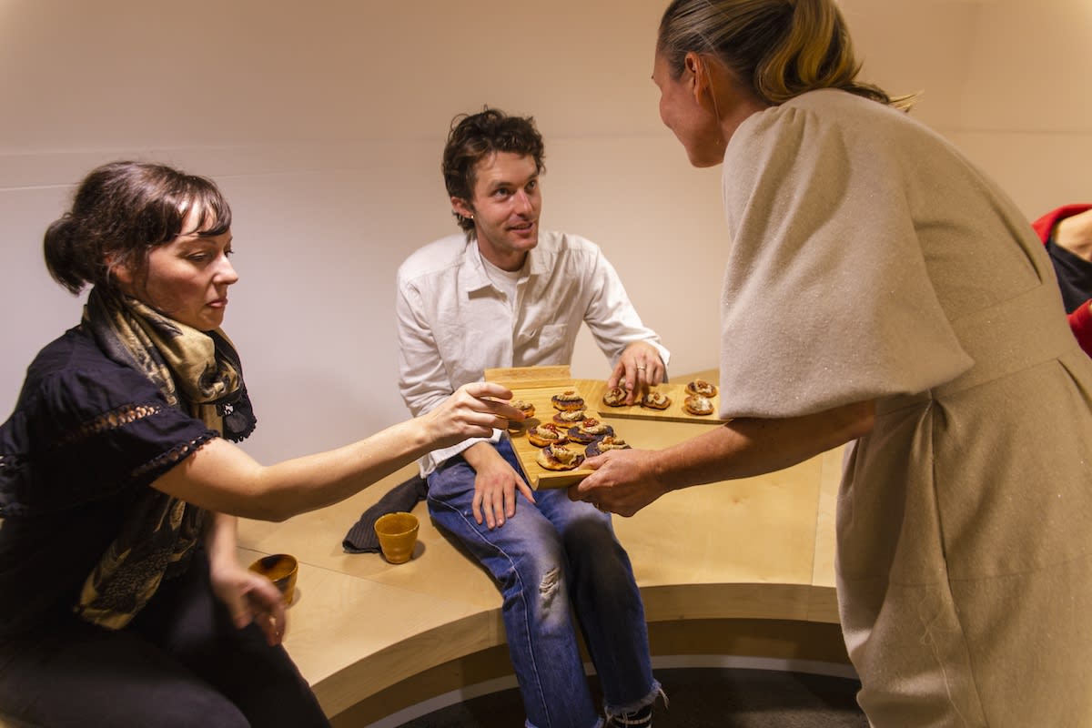 Karaka Nut Hummus on Kumera Bread.