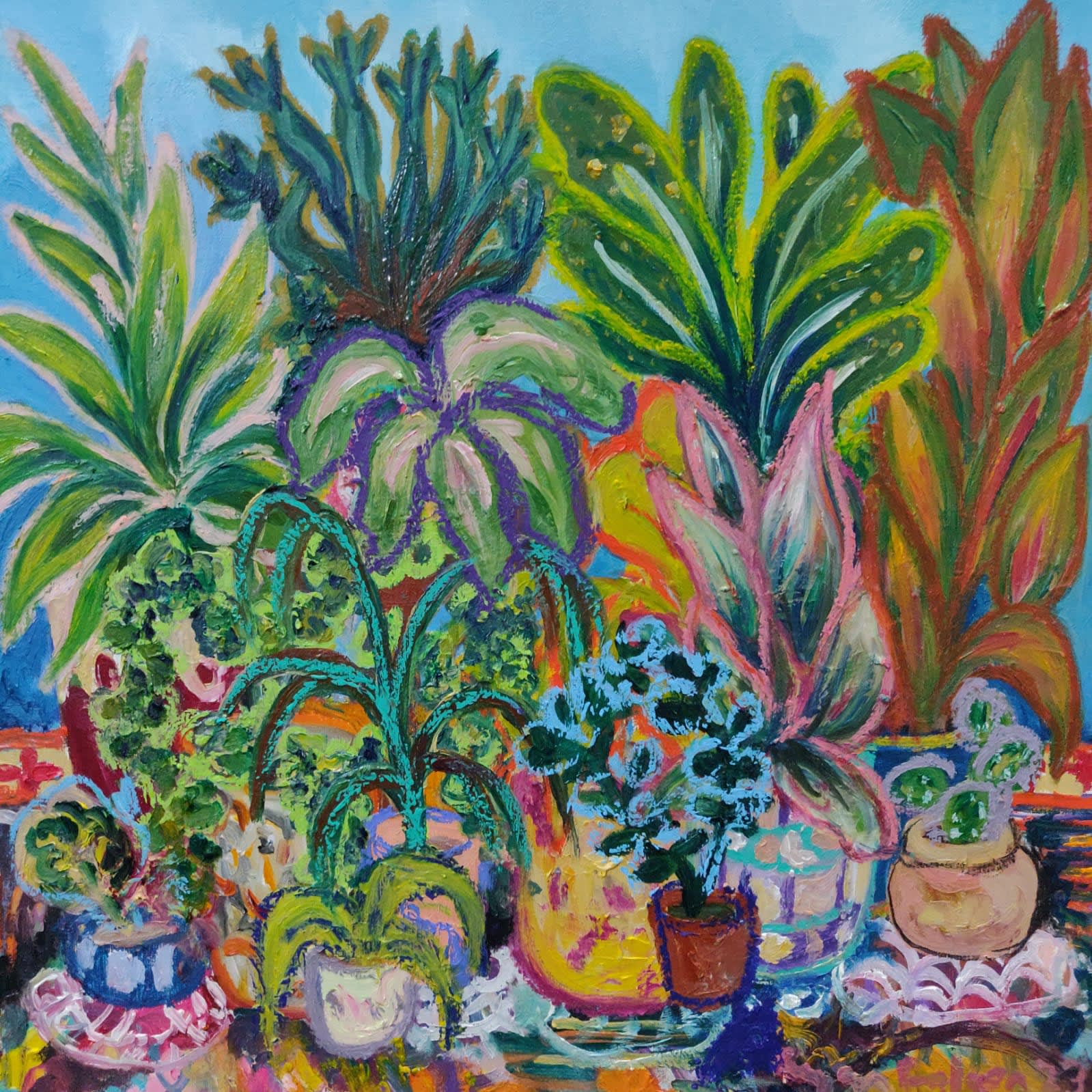 Ryan Falzon, Plants on Doilies, 2023