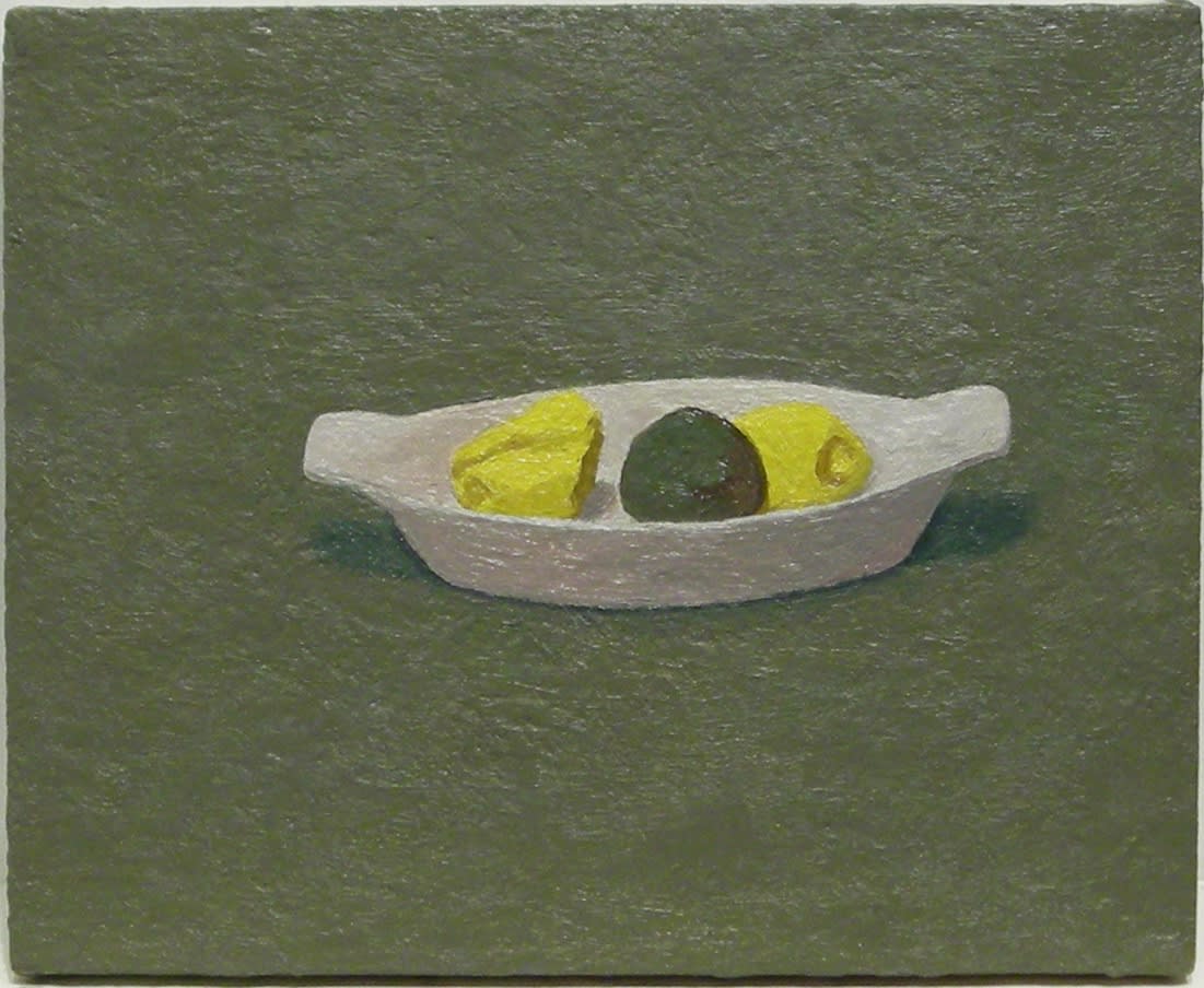 Painting by Victor Pesce of container with fruit