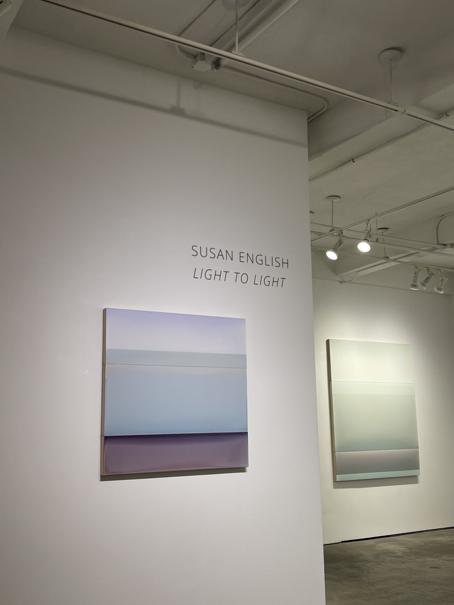 Picture of exhibition by Susan English titled "Light to Light",  October 27 to December 3rd, 2022