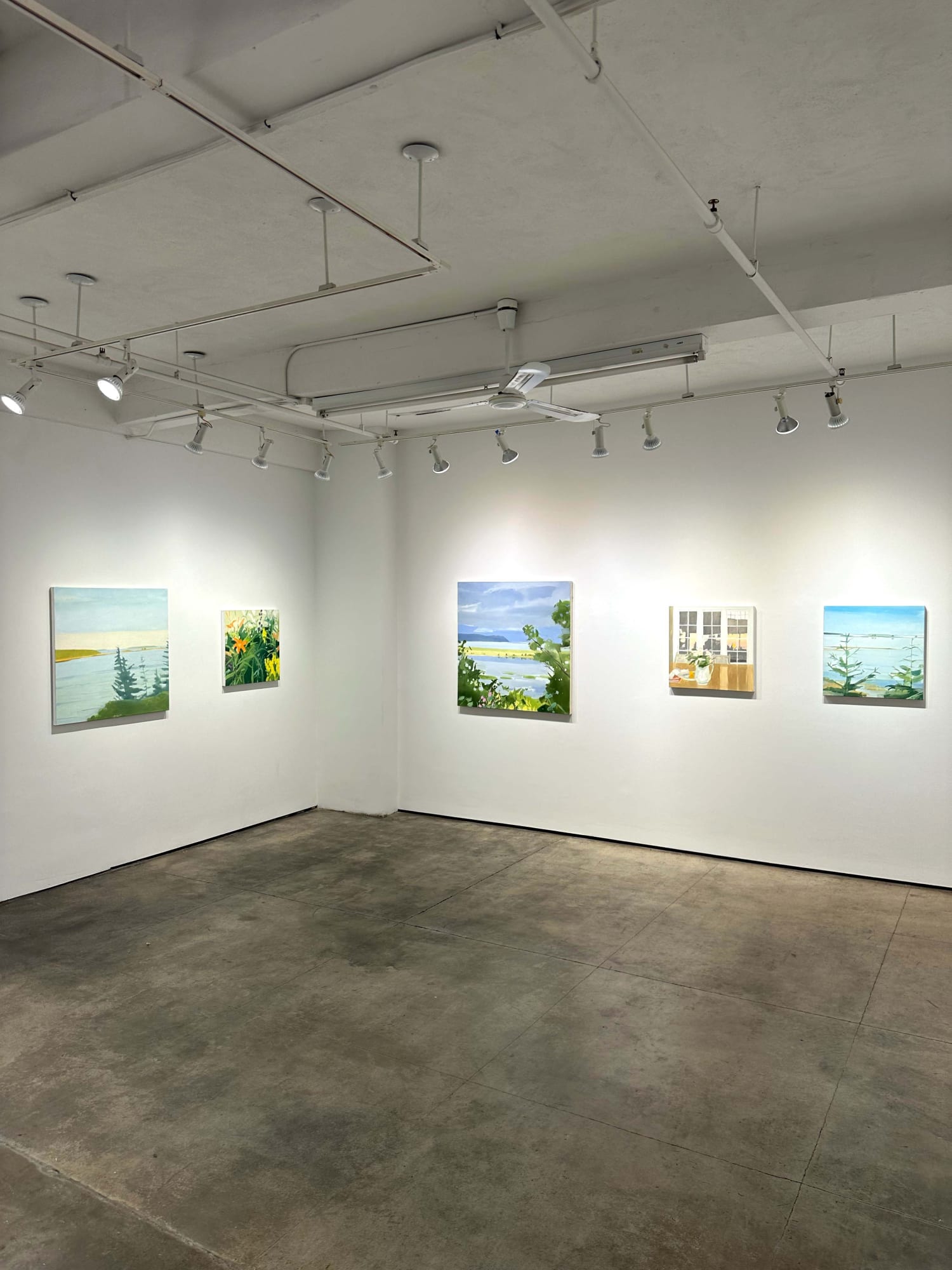 Installation views of The Summer Exhibit by five artists, June 24th to August 21st 2021